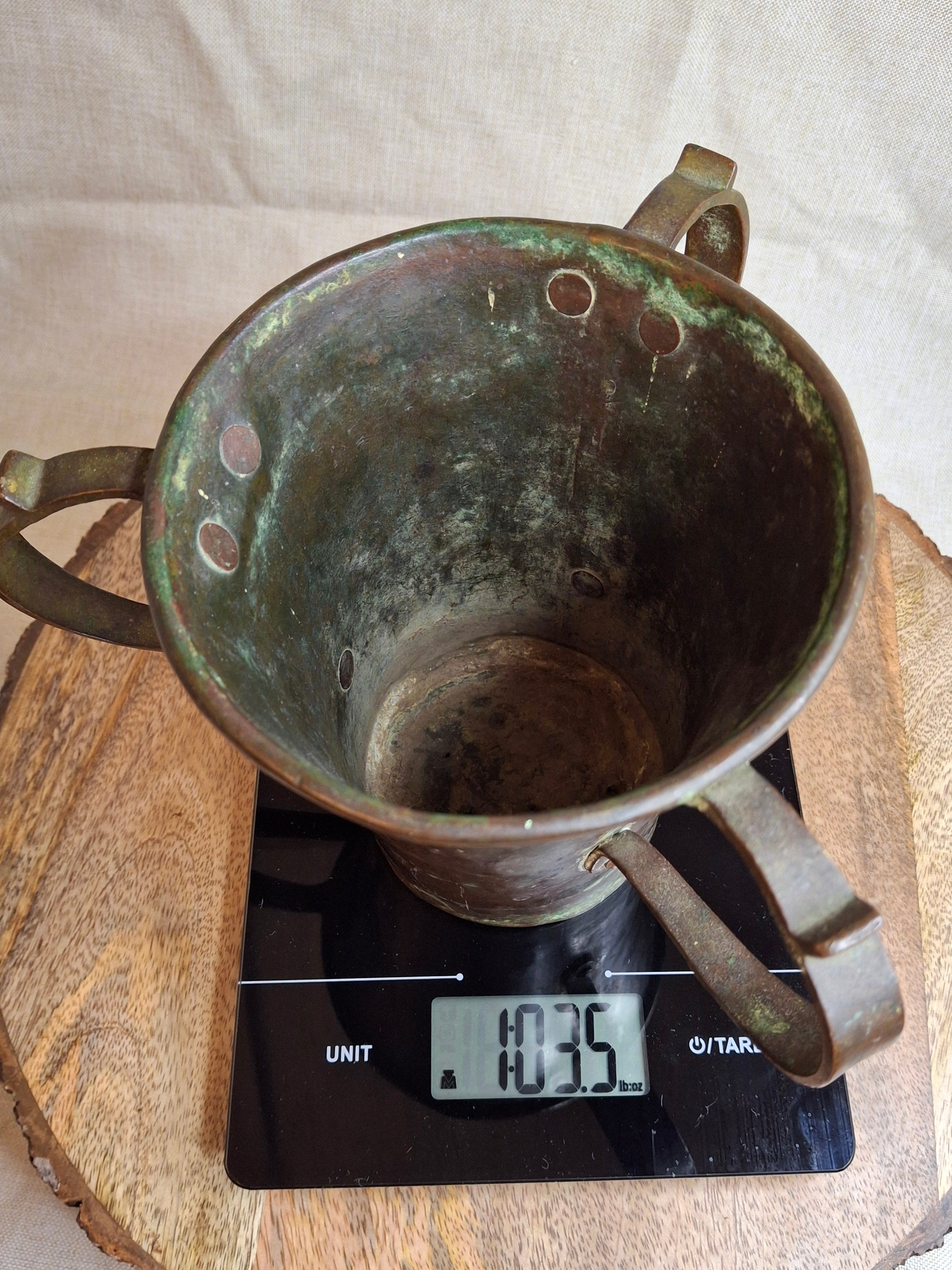 Antique Russian Imperial Copper Netilat Yadayim Cup 3 Handle Judaica Moscow Mark
