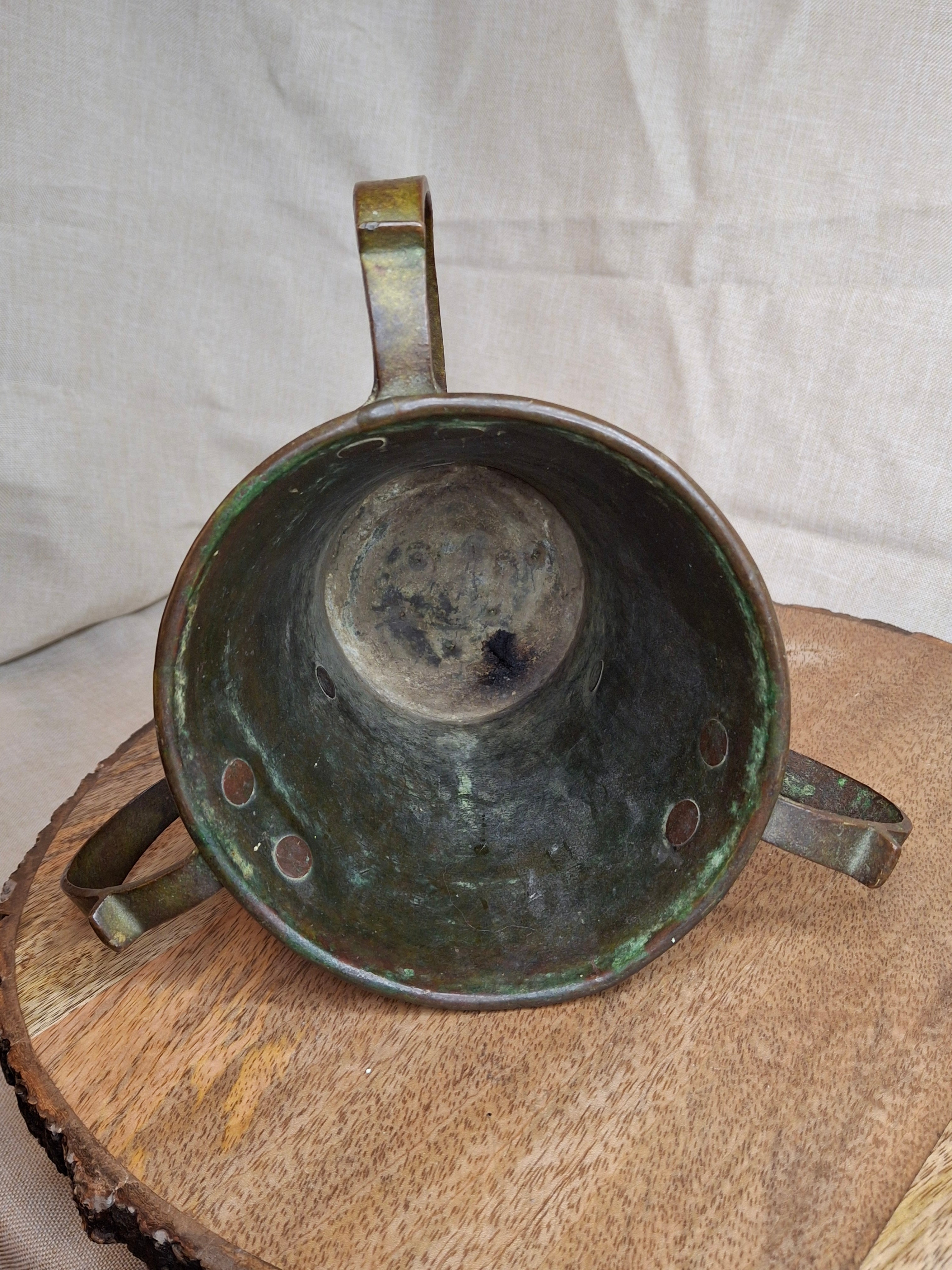 Antique Russian Imperial Copper Netilat Yadayim Cup 3 Handle Judaica Moscow Mark