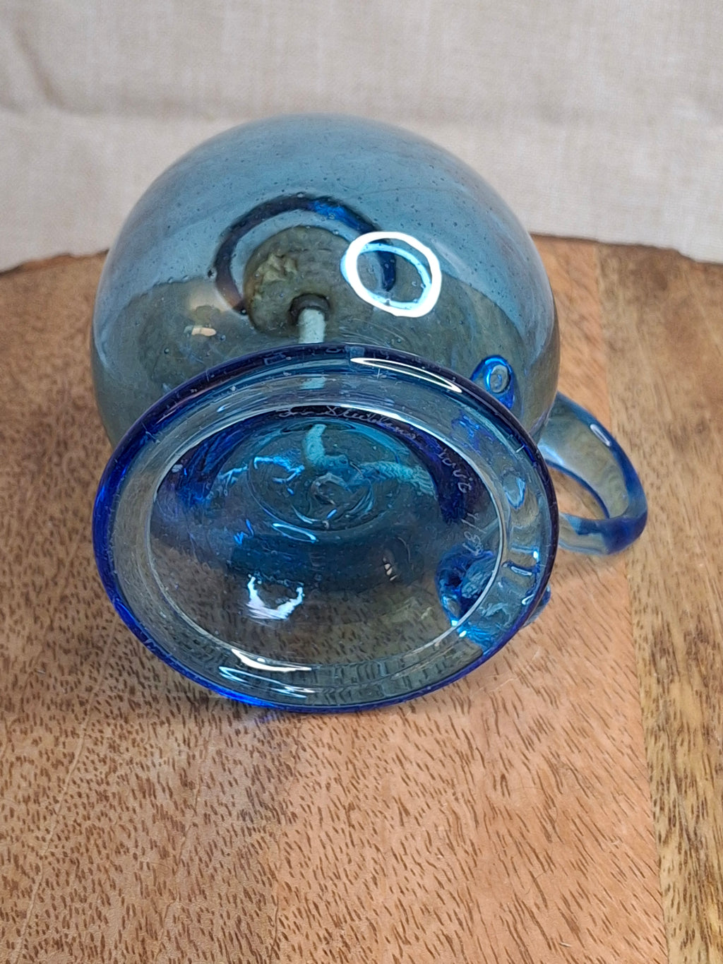 F. Steubens Hand Blown Blue Glass Sparking Lamp Cork Burner Signed 1987 WVC