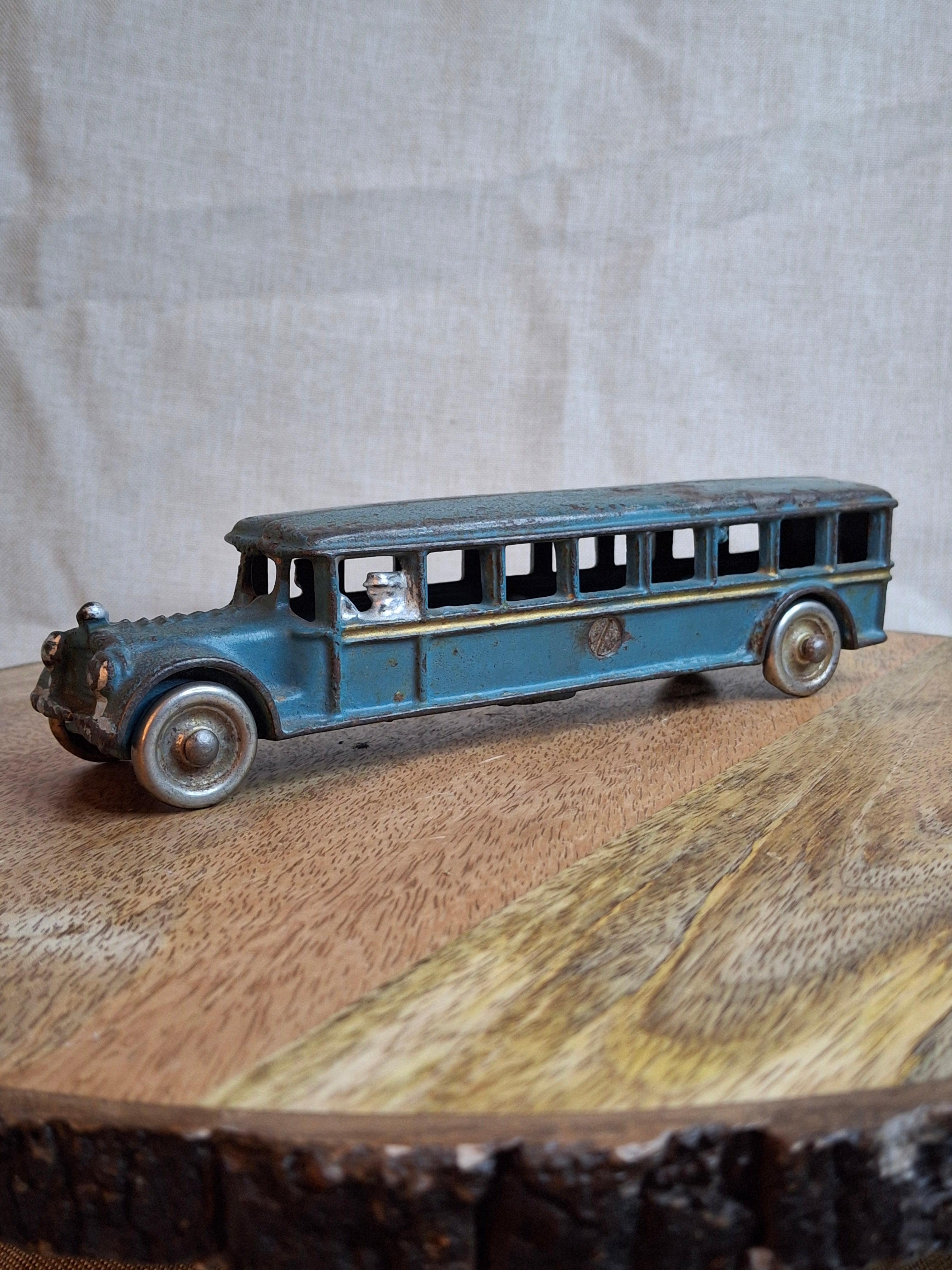 Antique 1920s A.C. Williams Cast Iron Bus – Original Paint Large 8" Toy