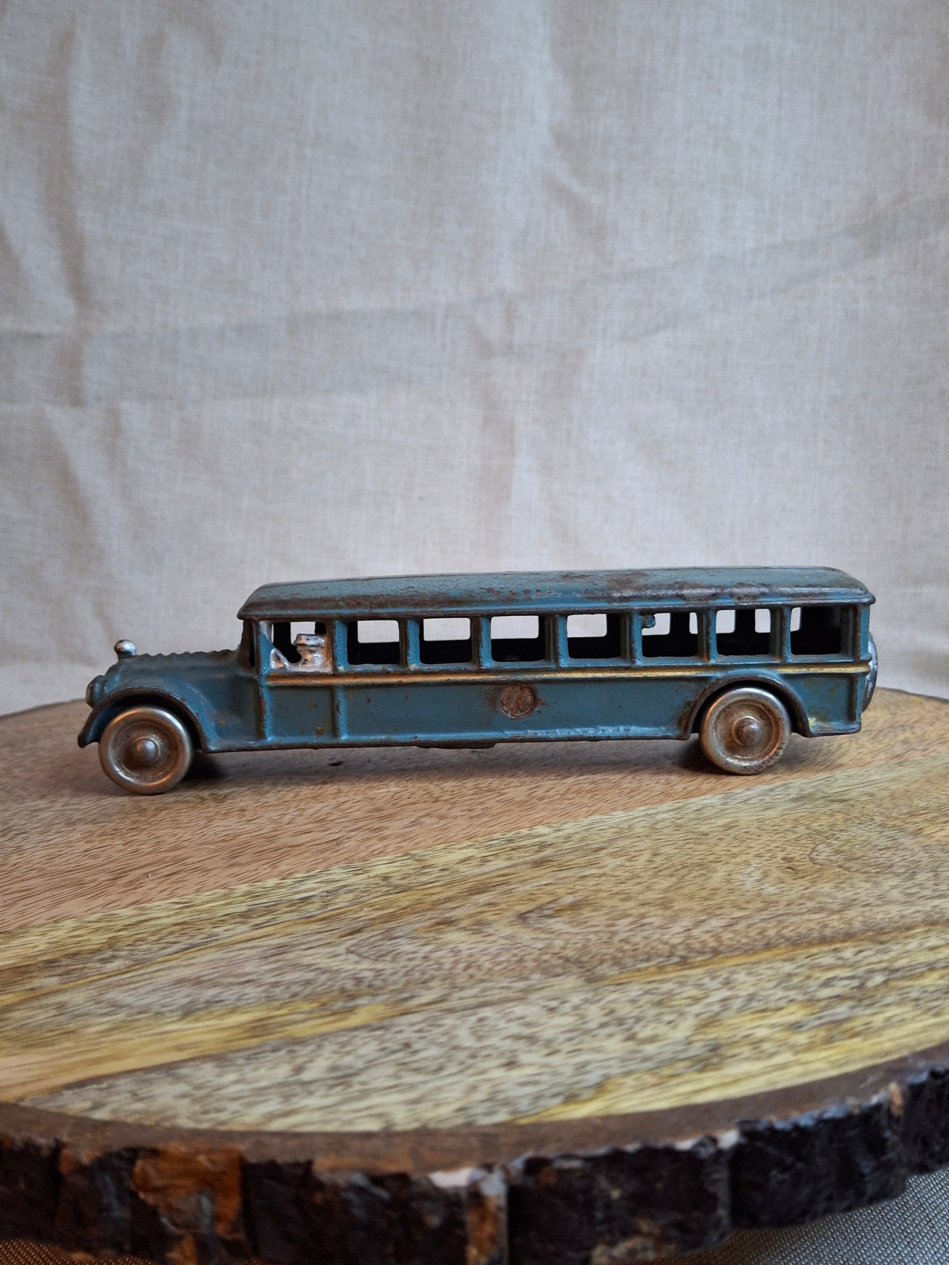 Antique 1920s A.C. Williams Cast Iron Bus – Original Paint Large 8" Toy