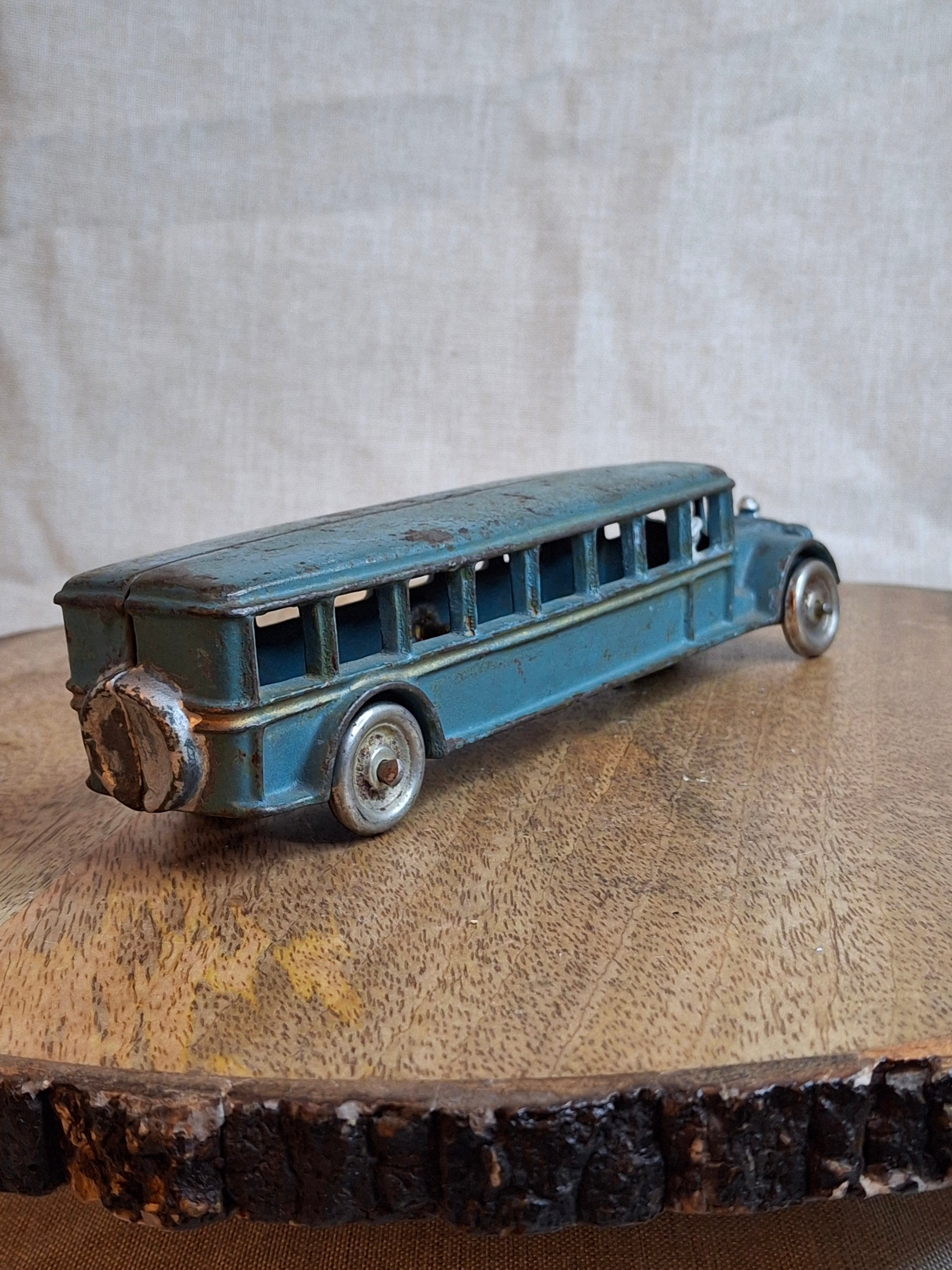 Antique 1920s A.C. Williams Cast Iron Bus – Original Paint Large 8" Toy