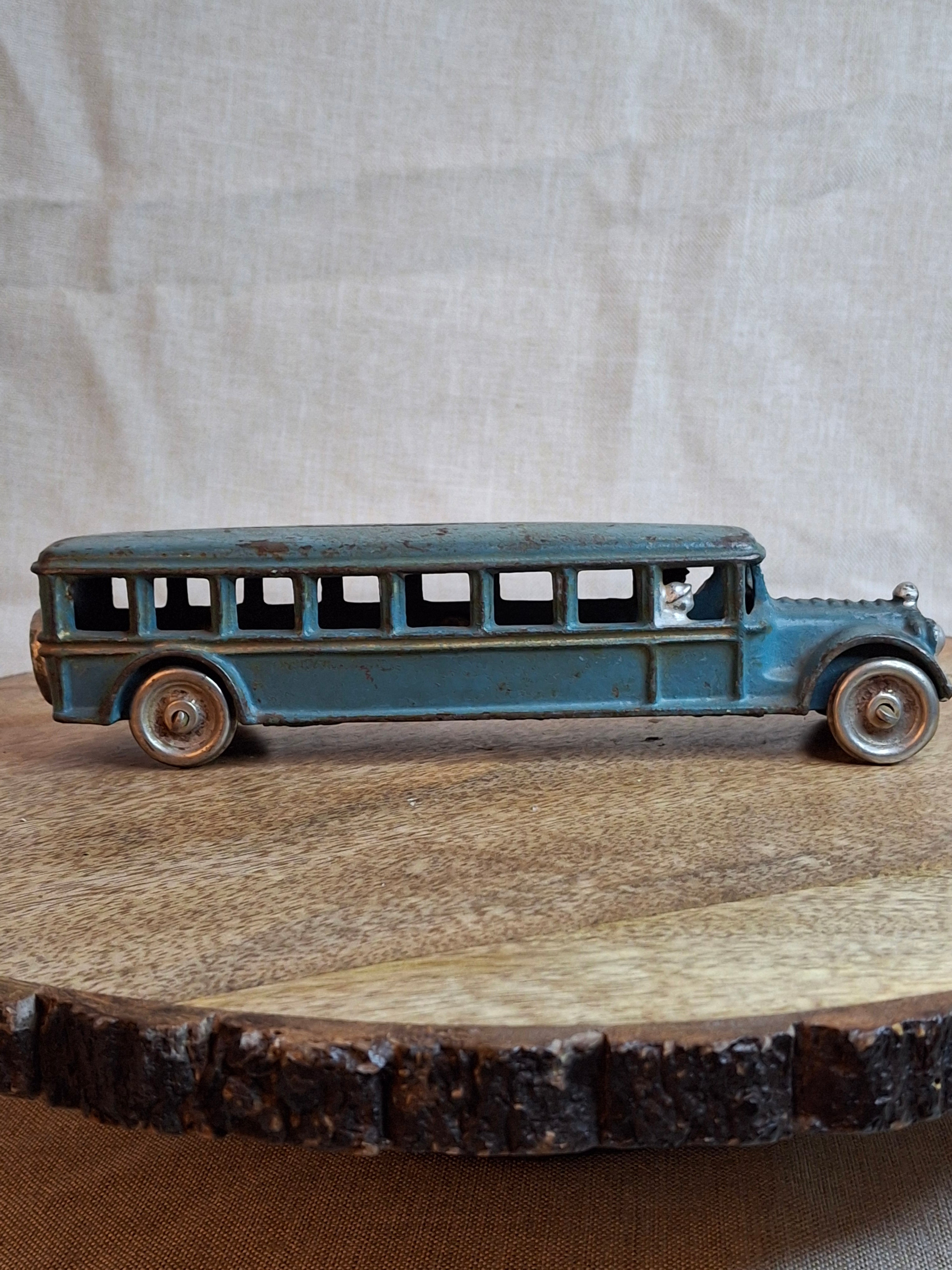 Antique 1920s A.C. Williams Cast Iron Bus – Original Paint Large 8" Toy