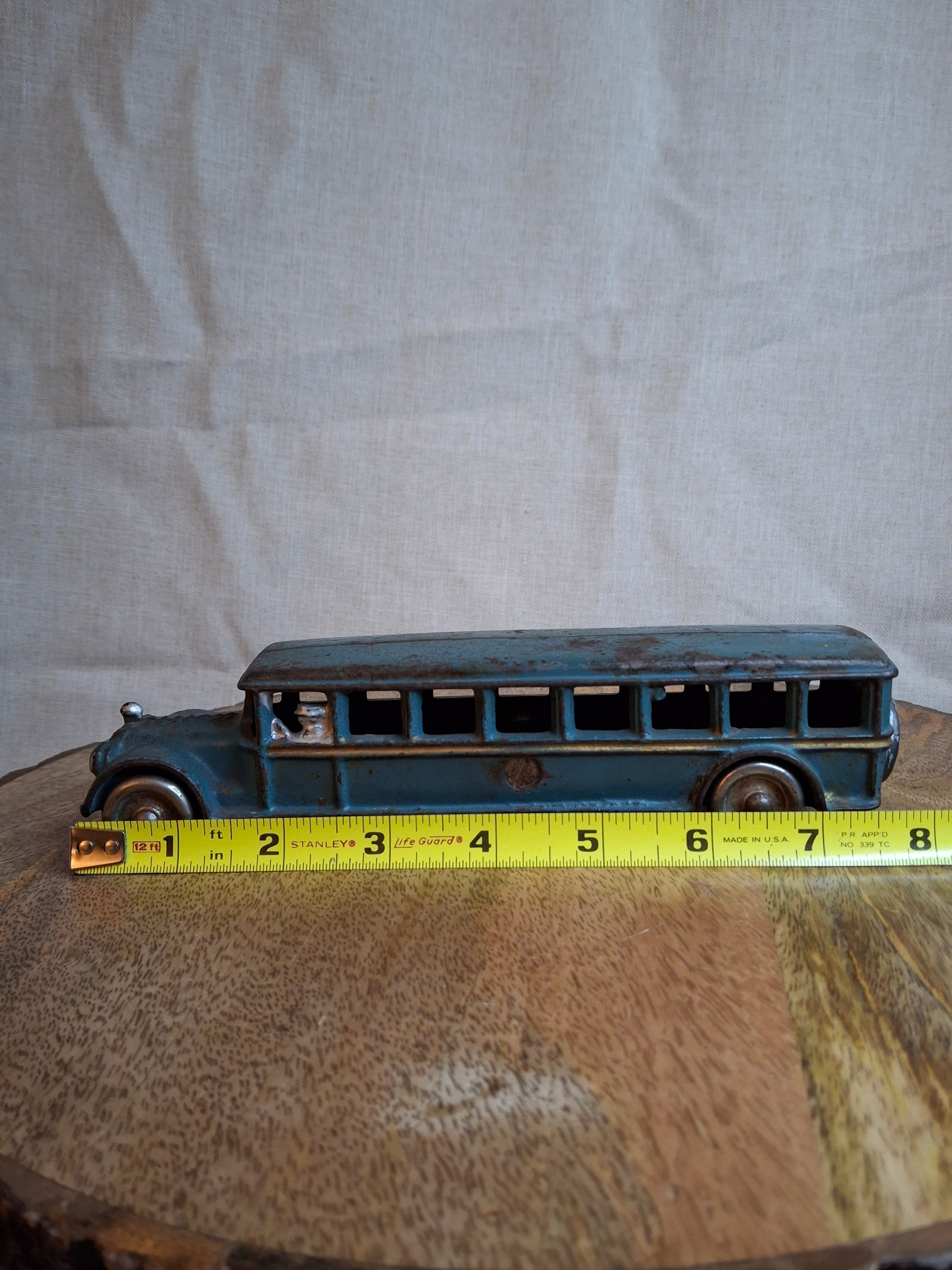 Antique 1920s A.C. Williams Cast Iron Bus – Original Paint Large 8" Toy