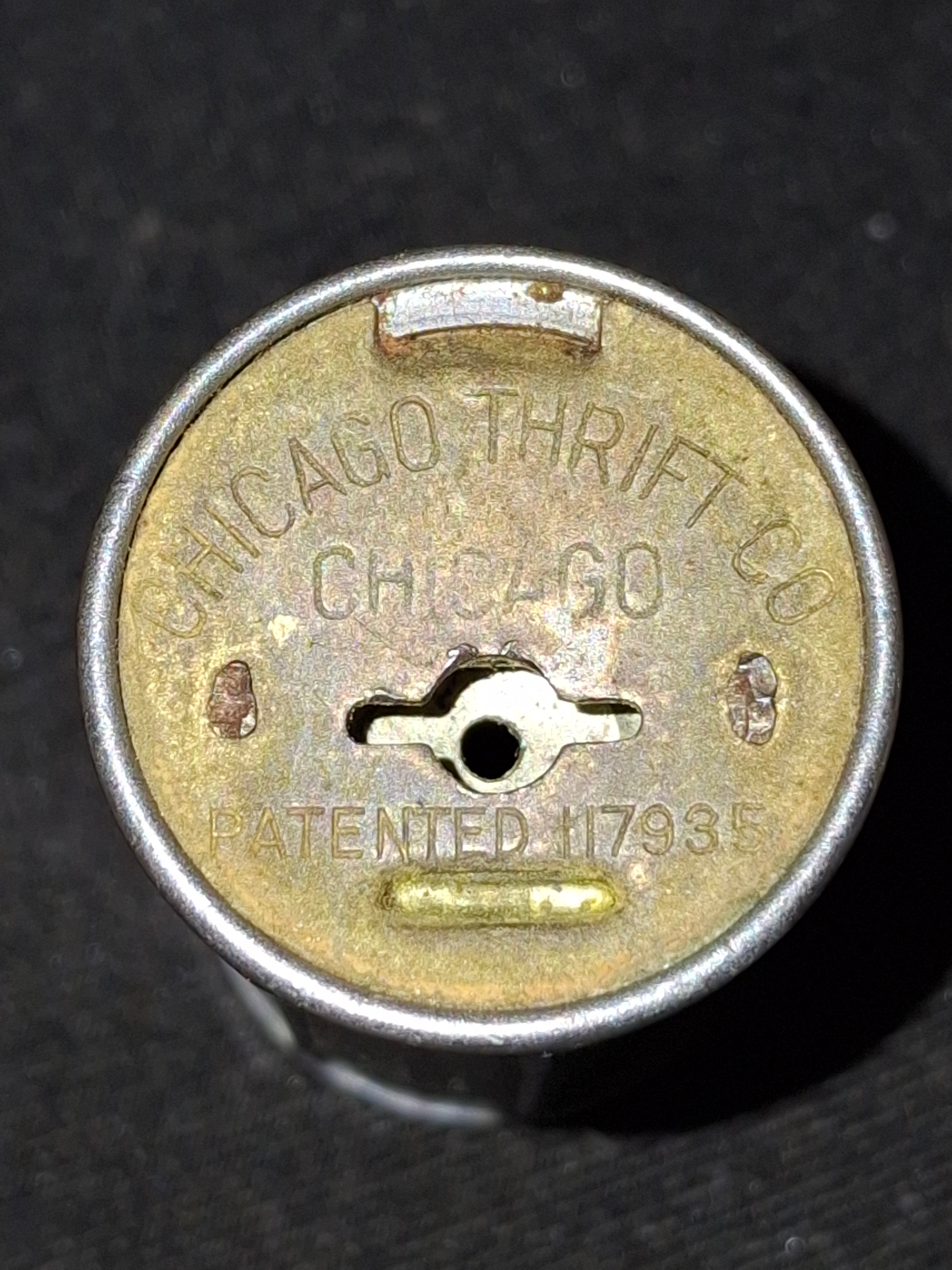 Vintage Art Deco Telescoping Pocket Coin Bank Almira Savings Chicago Thrift Co Pat. 117935