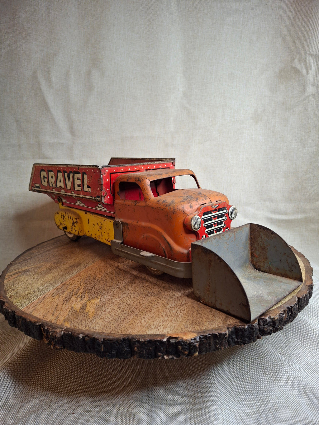 Vintage 1940s-1950s Marx Tin Litho Sand & Gravel Dump Truck with Plow - USA Made