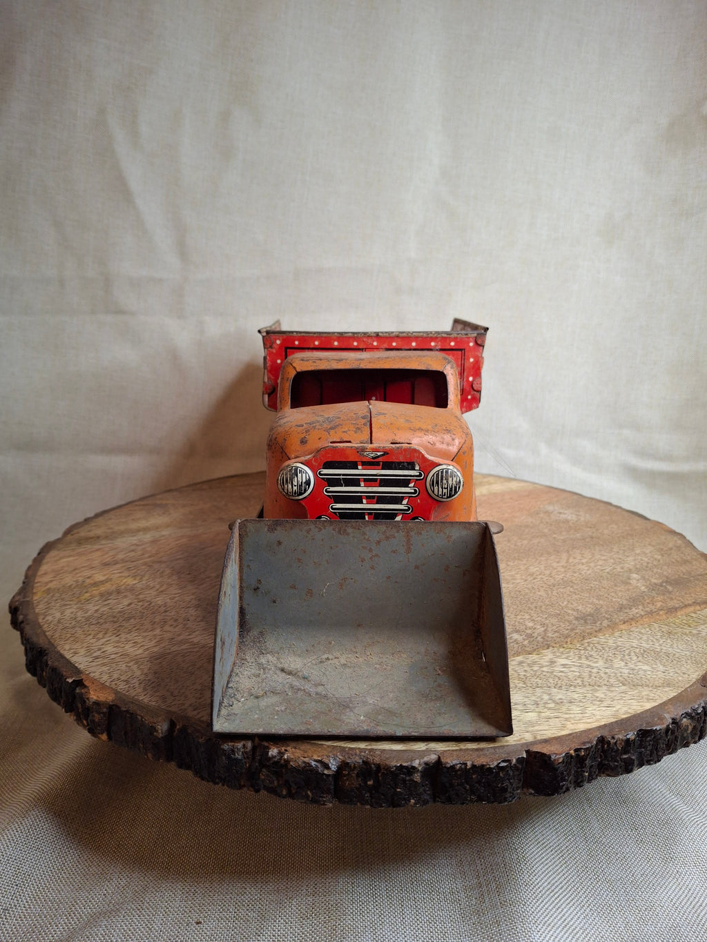Vintage 1940s-1950s Marx Tin Litho Sand & Gravel Dump Truck with Plow - USA Made