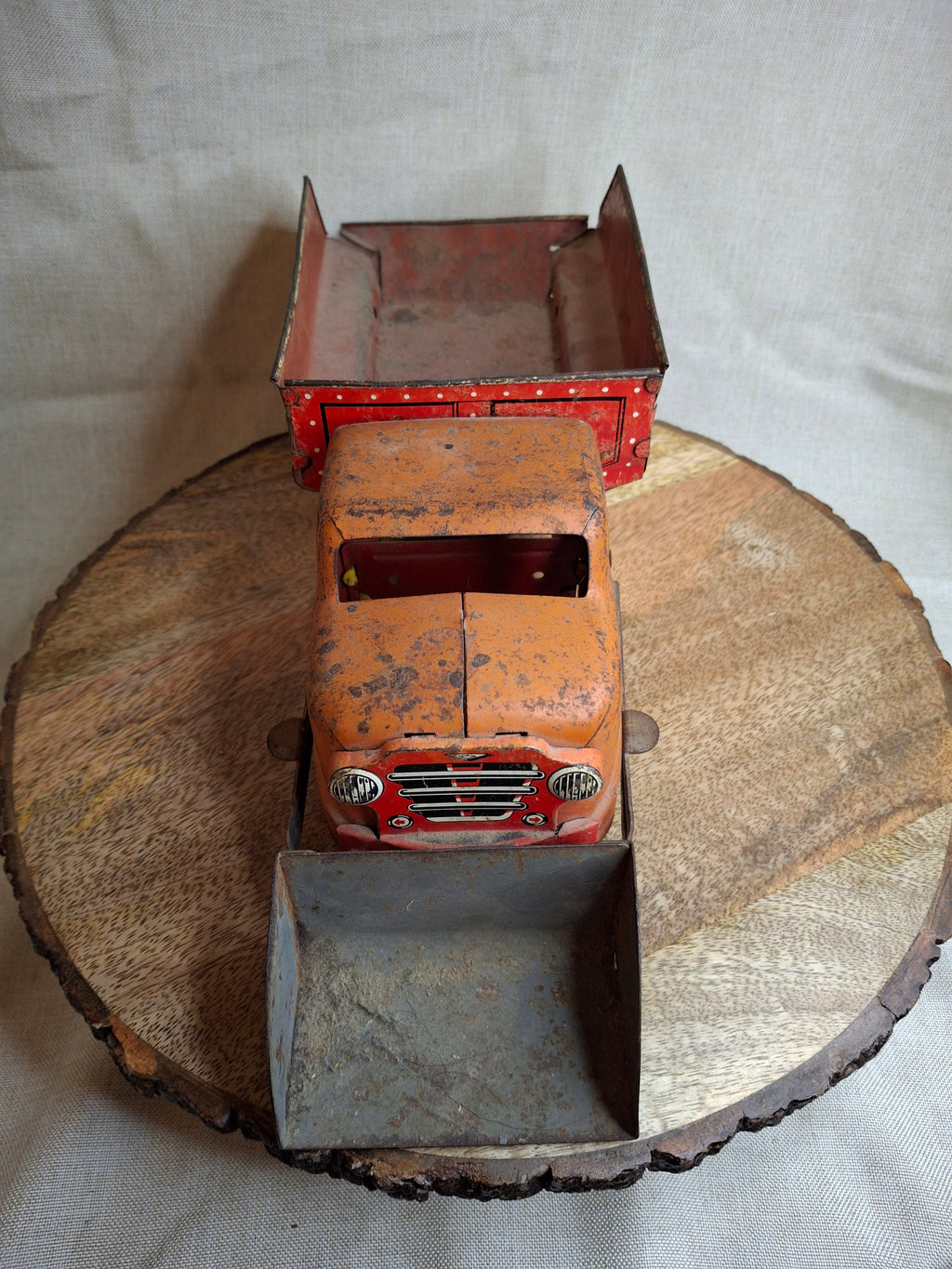 Vintage 1940s-1950s Marx Tin Litho Sand & Gravel Dump Truck with Plow - USA Made