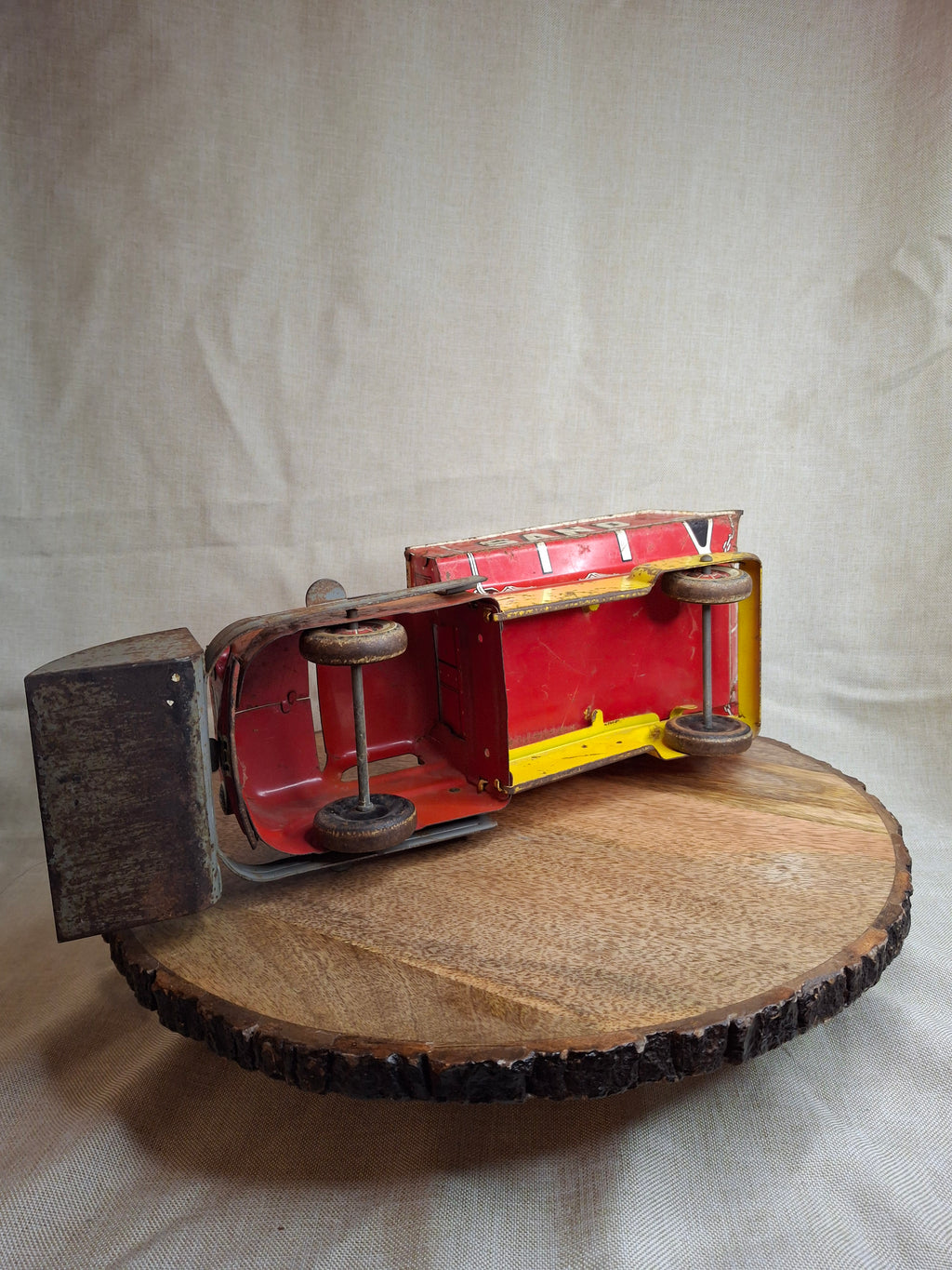 Vintage 1940s-1950s Marx Tin Litho Sand & Gravel Dump Truck with Plow - USA Made