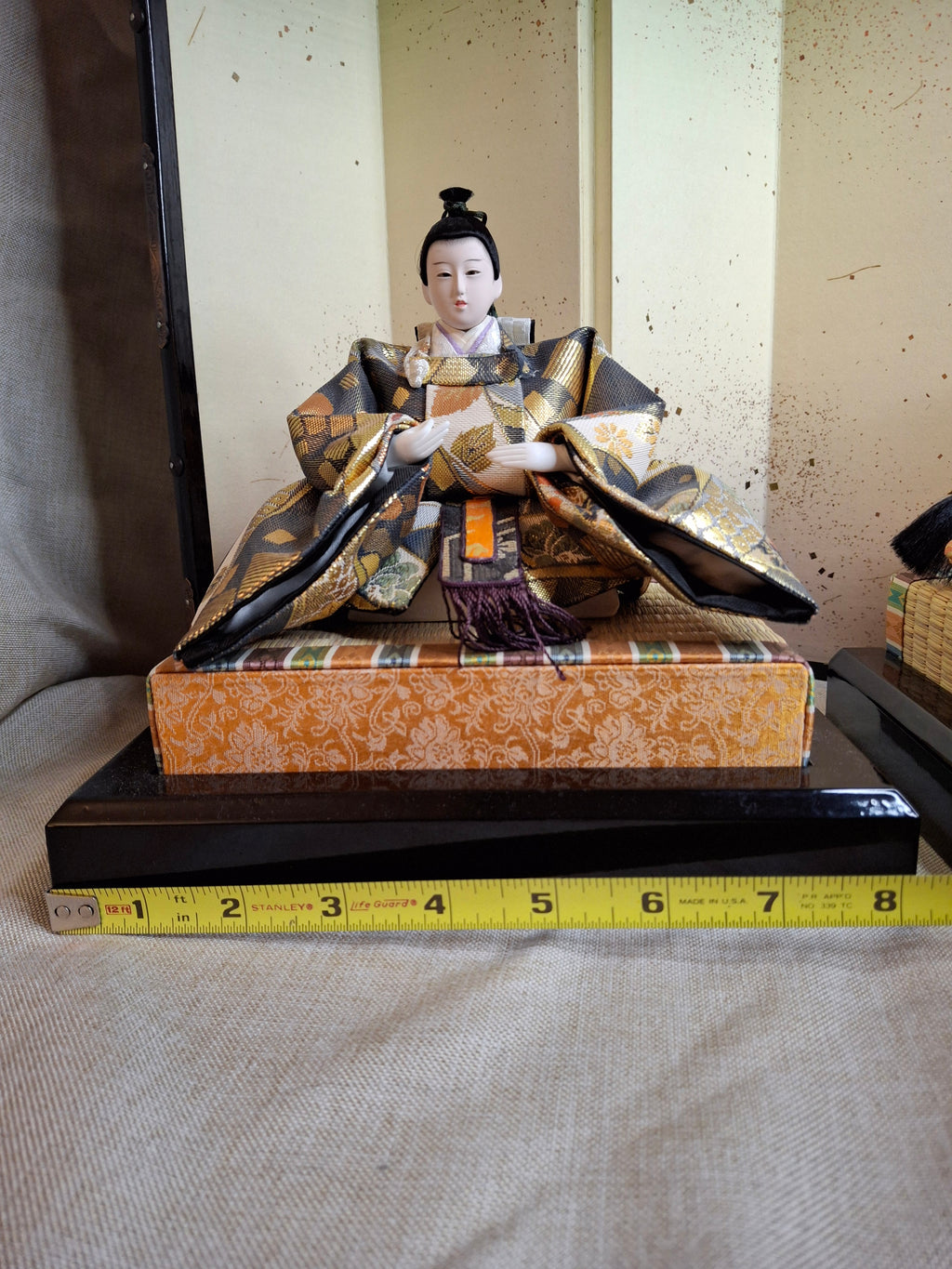 Vintage Japanese Hinamatsuri Doll Set Sanwa Doll Co Shizuoka Emperor Empress Hina-Ningyo with Folding Screen & Accessories