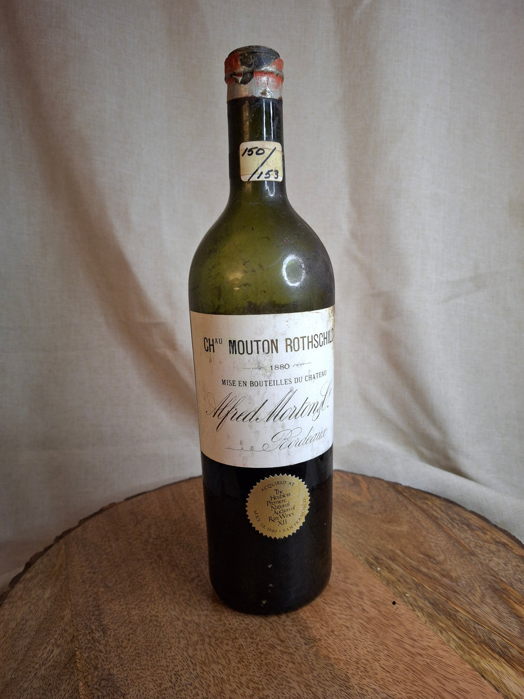 Vintage Empty 1880 Château Mouton Rothschild Wine Bottle - Heublein Auction XII Provenance