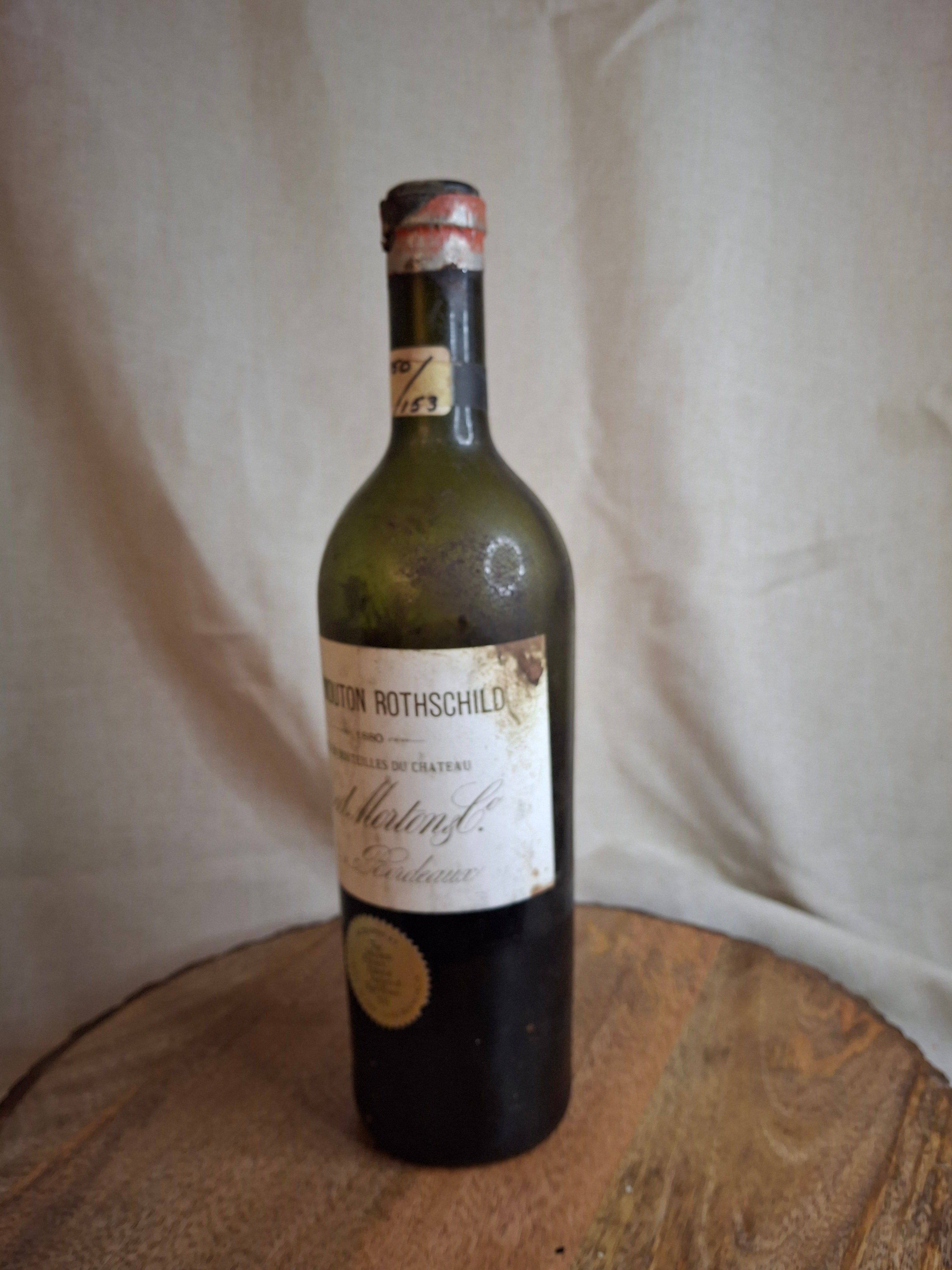 Vintage Empty 1880 Château Mouton Rothschild Wine Bottle - Heublein Auction XII Provenance