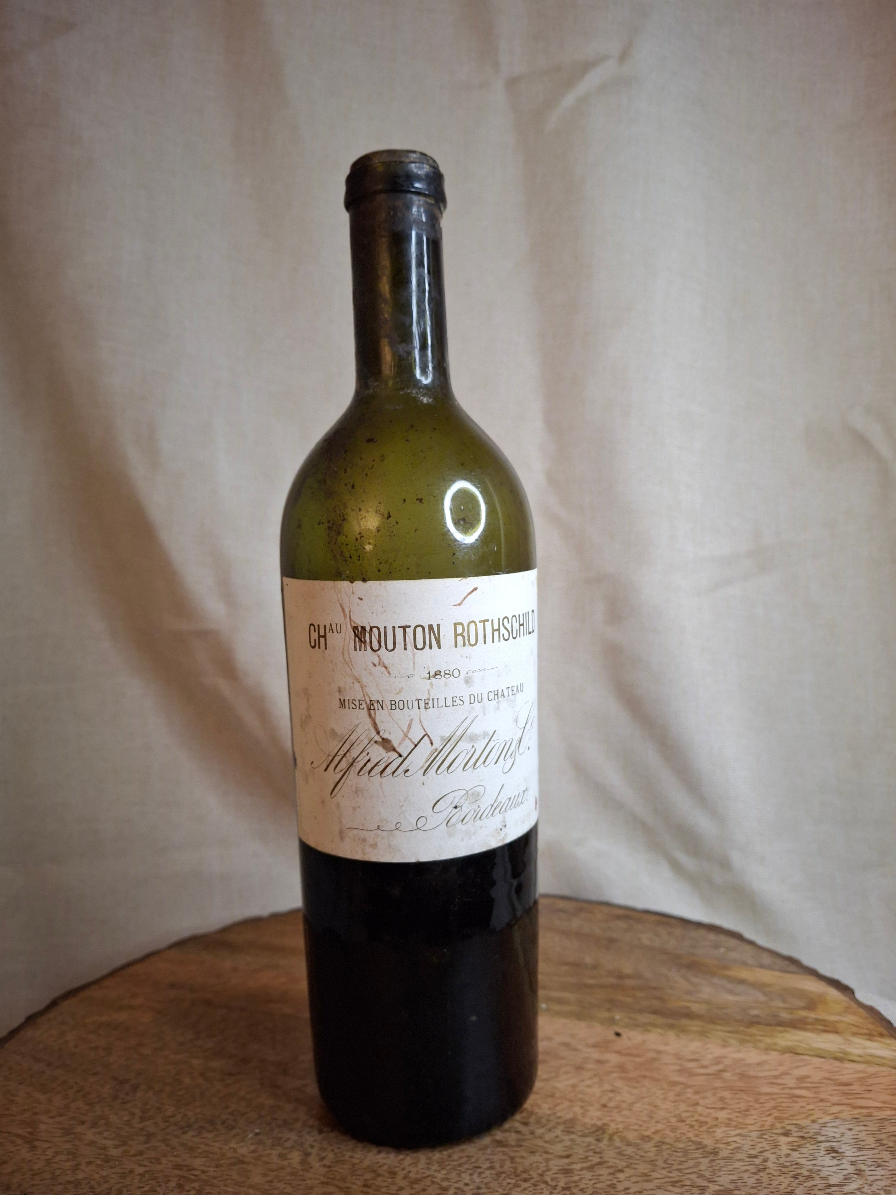 Vintage Decorative Château Mouton Rothschild 1880 Style Wine Bottle - Dark Olive Glass