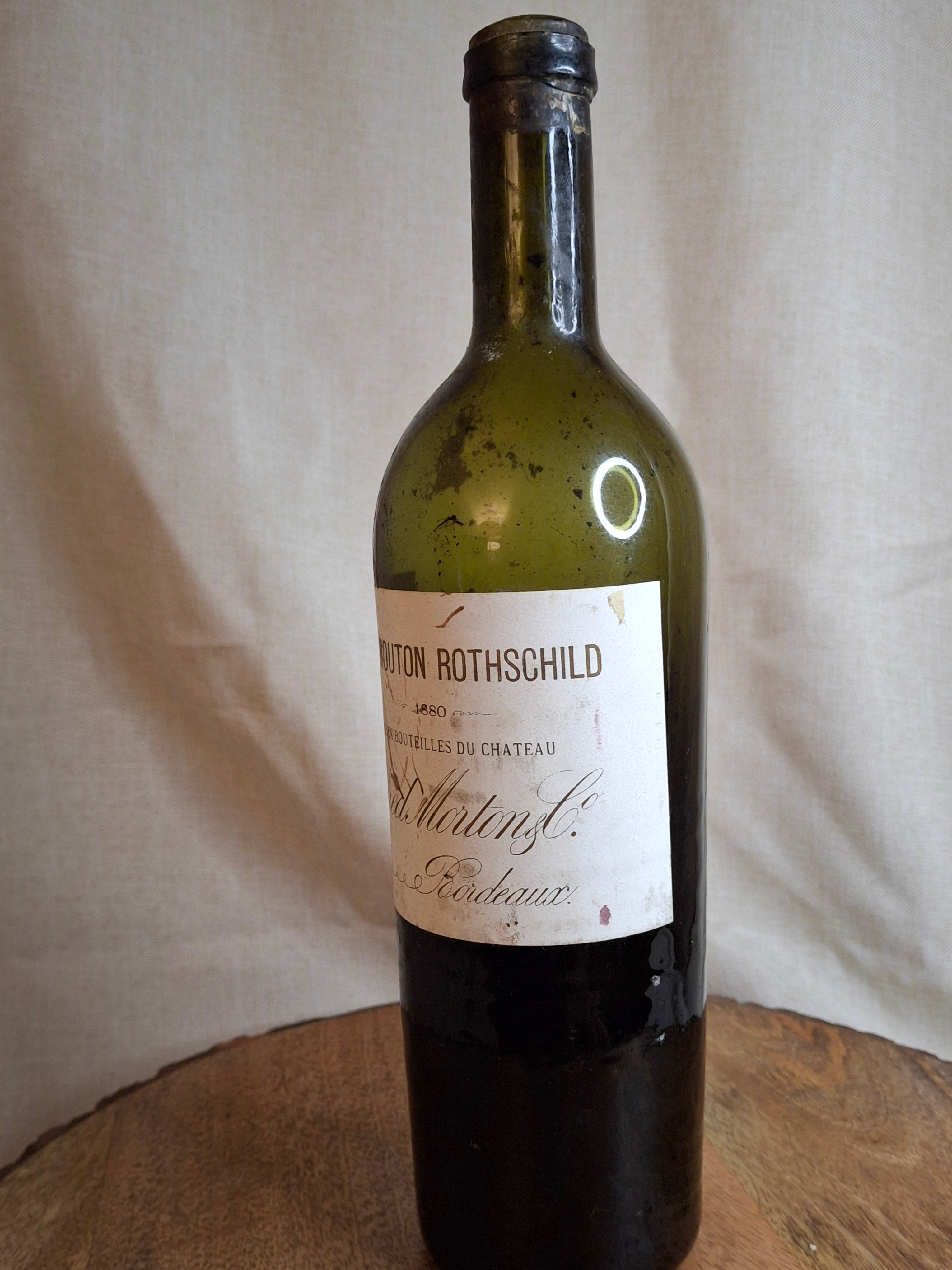 Vintage Decorative Château Mouton Rothschild 1880 Style Wine Bottle - Dark Olive Glass