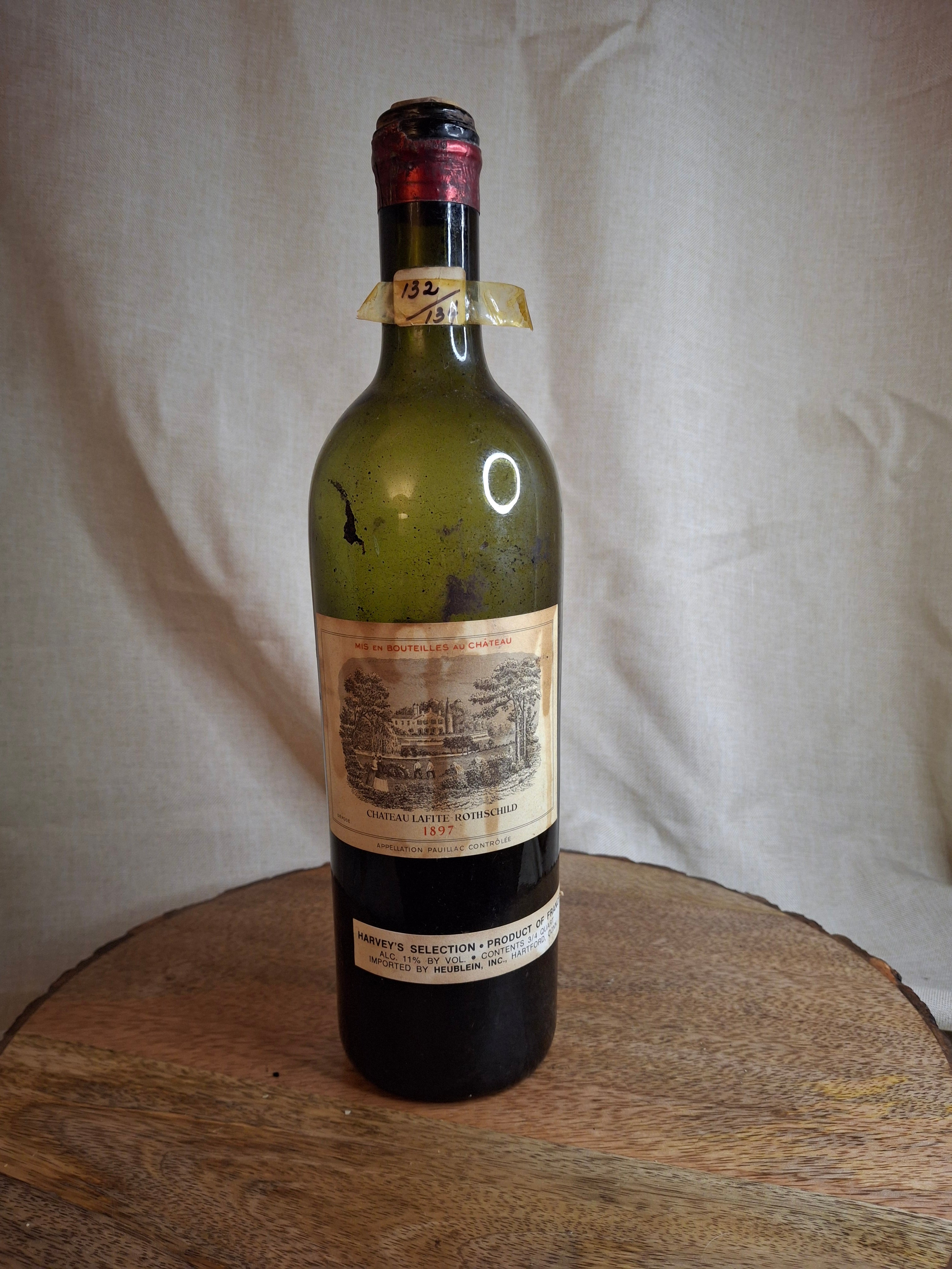 Vintage Decorative Château Lafite Rothschild 1897 Style Wine Bottle - Dark Glass Display