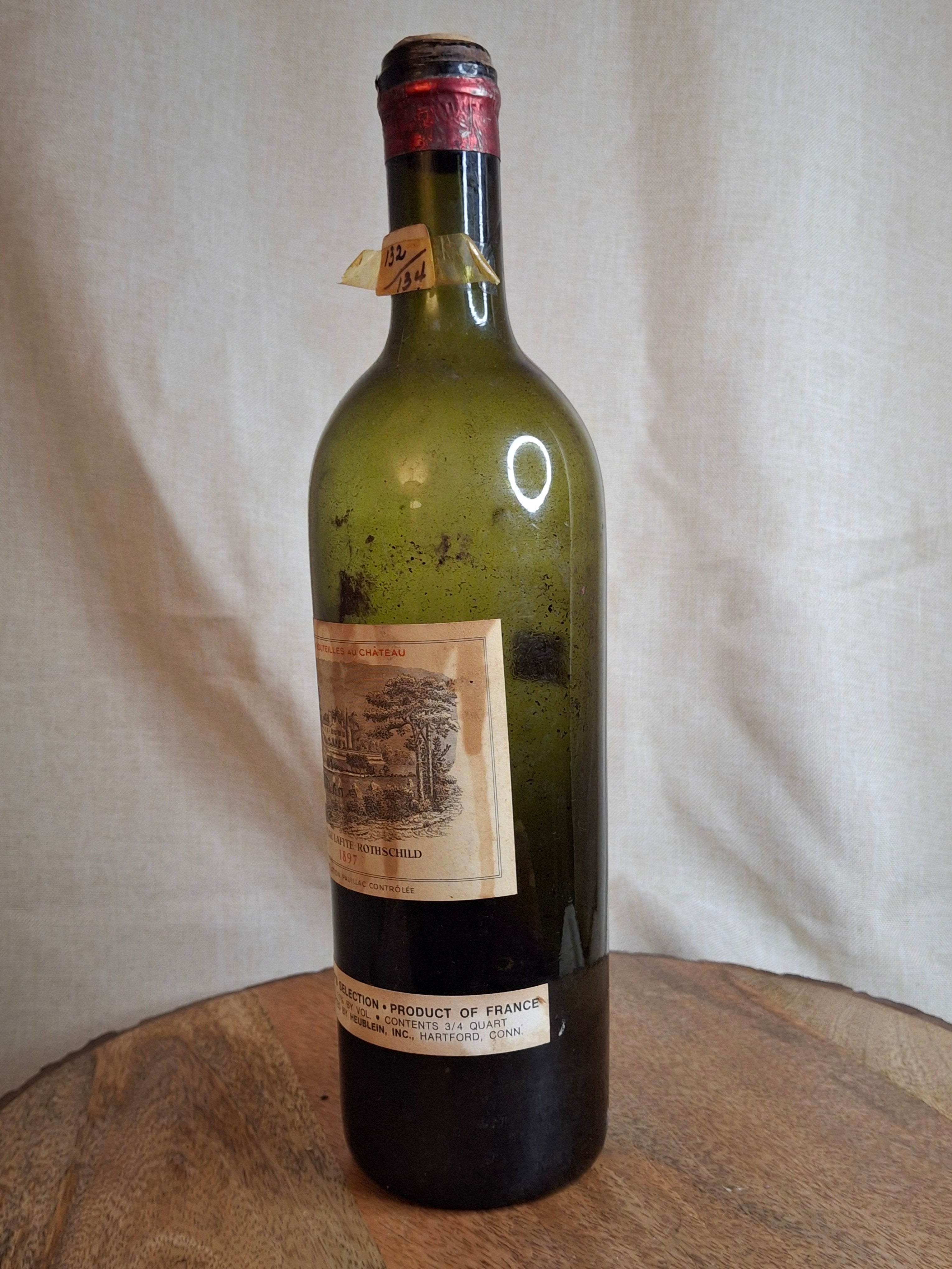 Vintage Decorative Château Lafite Rothschild 1897 Style Wine Bottle - Dark Glass Display