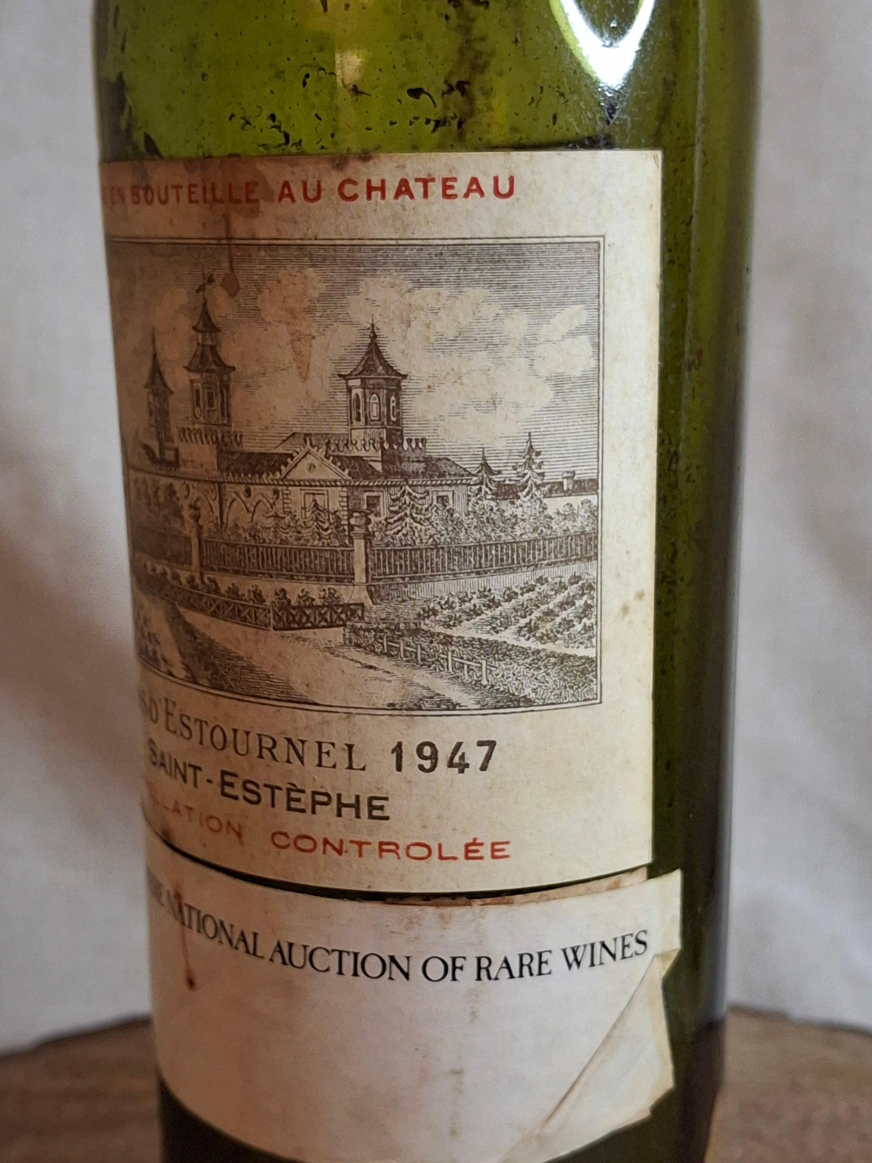 Vintage Empty 1947 Château Cos d'Estournel Wine Bottle - Heublein Rare Wine Auction