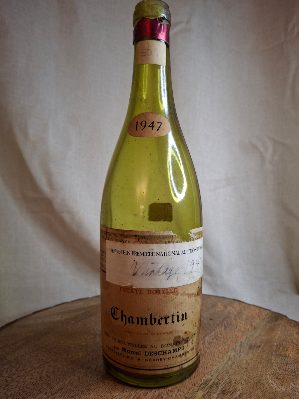 Vintage Empty 1947 Chambertin Wine Bottle - Heublein Rare Wine Auction Provenance