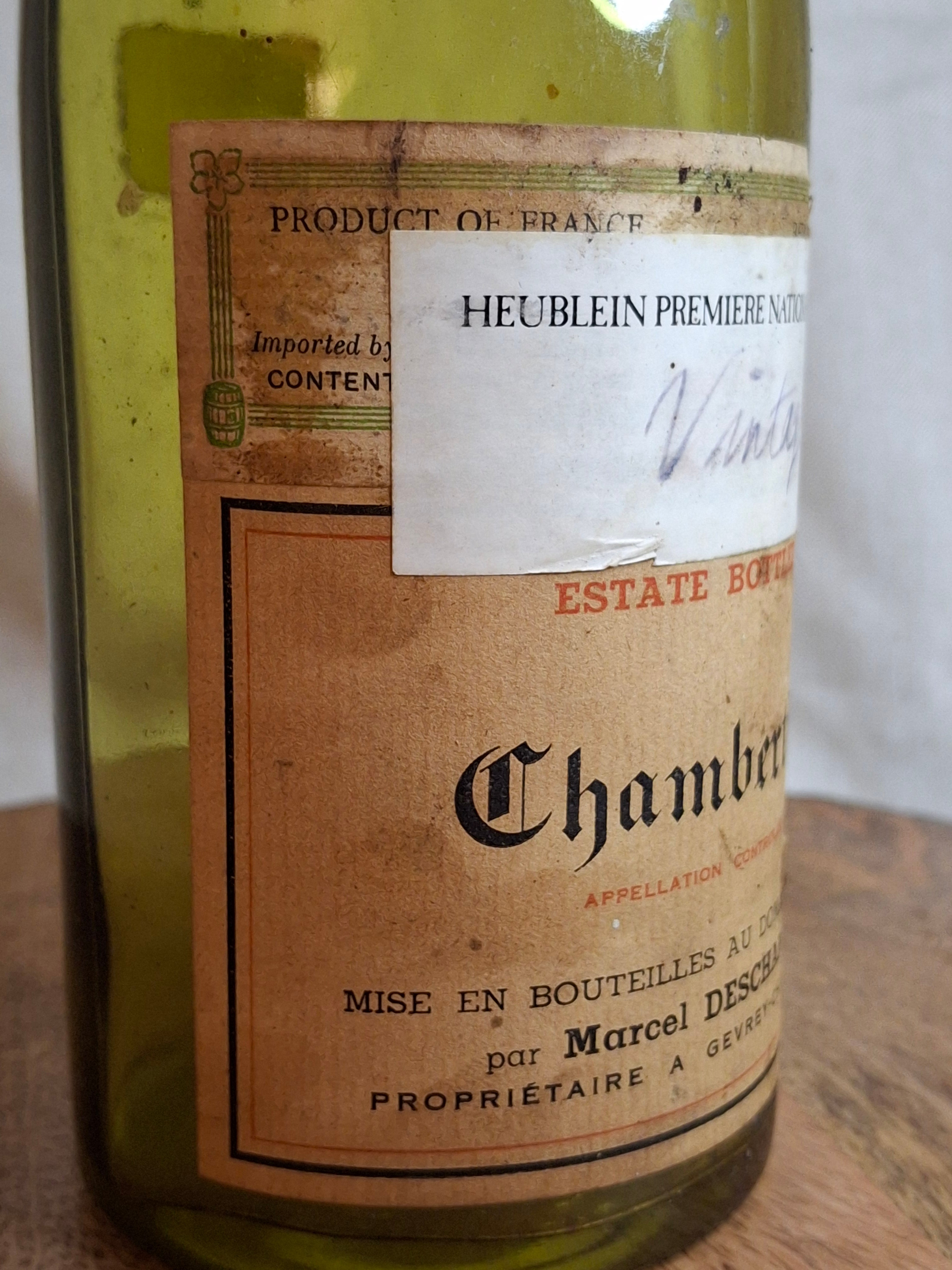 Vintage Empty 1947 Chambertin Wine Bottle - Heublein Rare Wine Auction Provenance