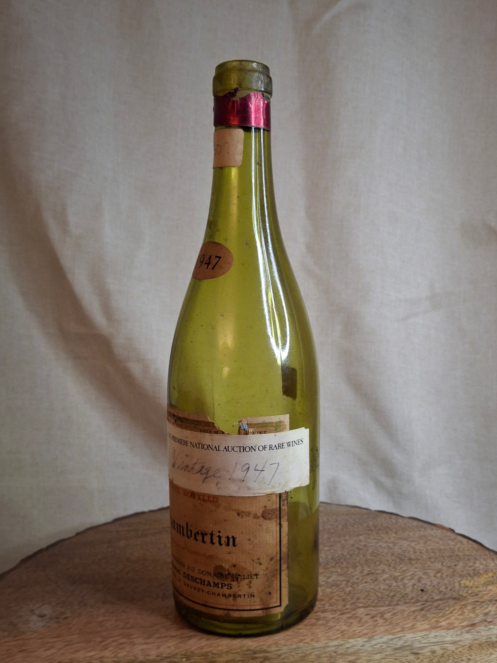 Vintage Empty 1947 Chambertin Wine Bottle - Heublein Rare Wine Auction Provenance