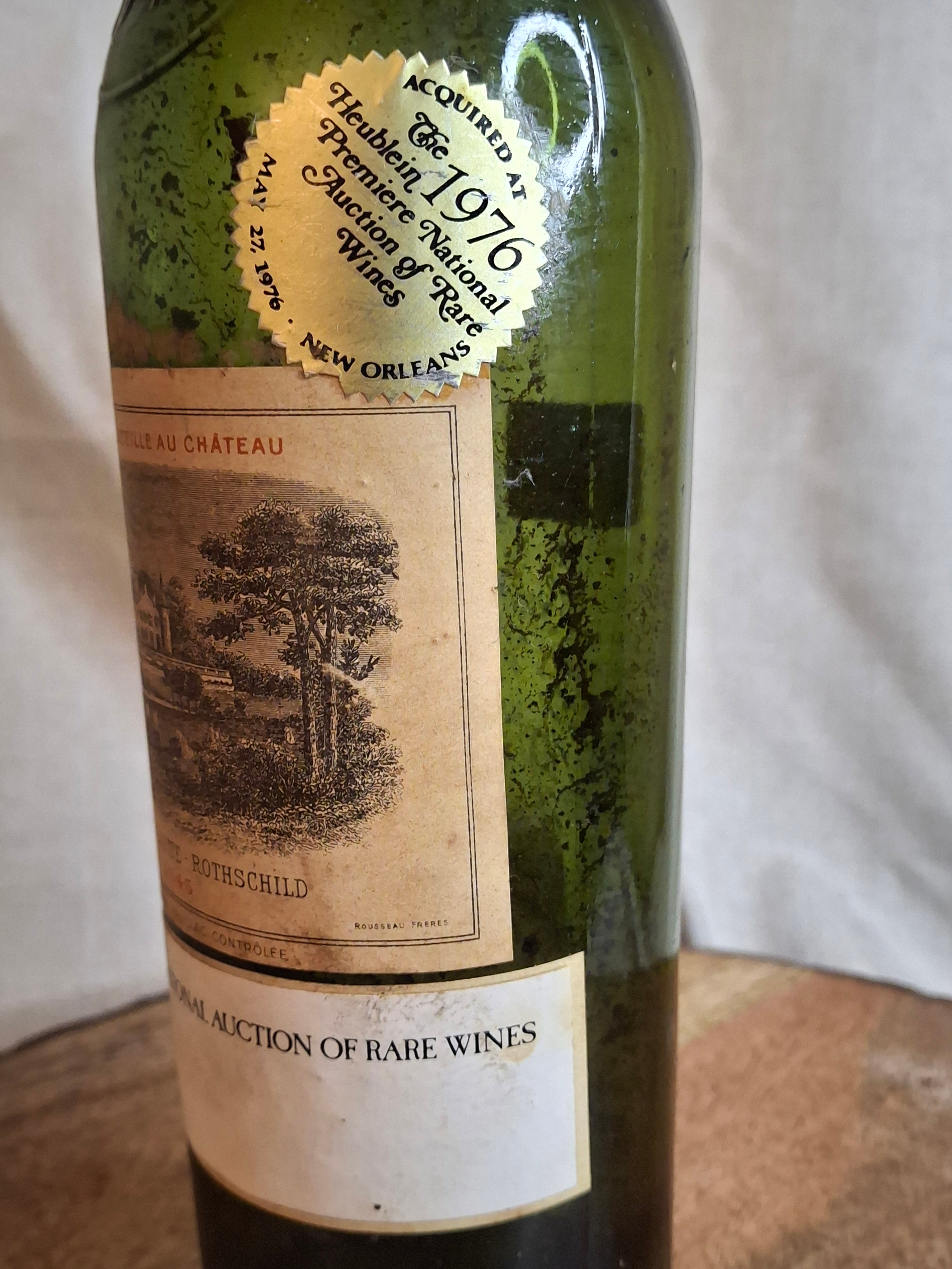Vintage Empty 1945 Château Lafite-Rothschild Wine Bottle - 1976 Heublein Auction Provenance