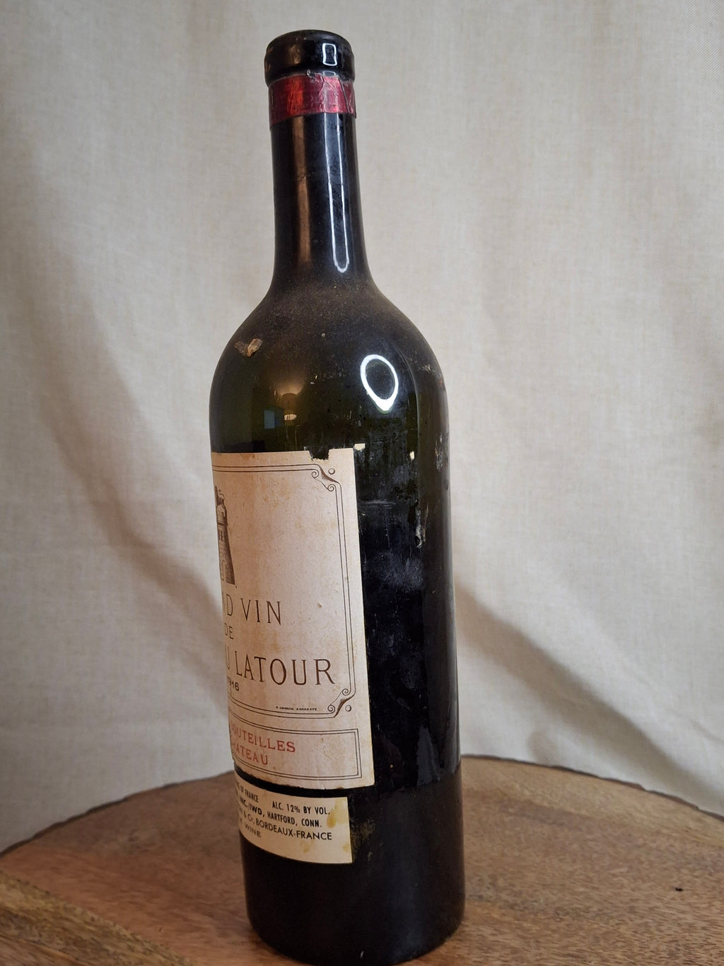 Antique 1916 Chateau Latour Empty Wine Bottle - Rare Heublein Auction Import Strip