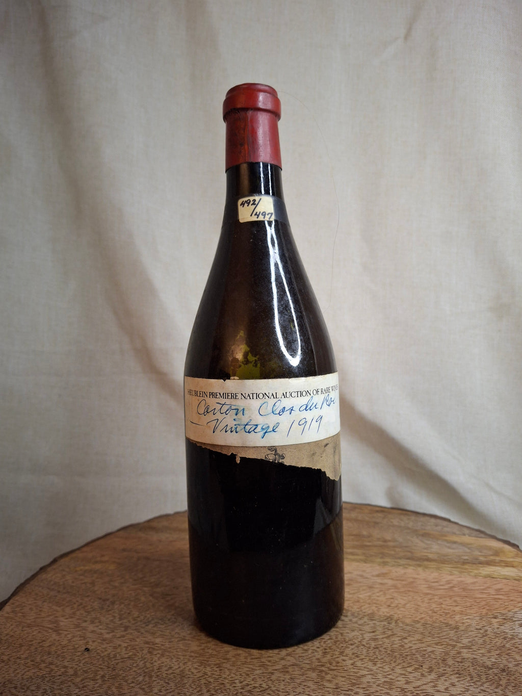 Antique 1919 Corton Clos du Roi Empty Wine Bottle Heublein Rare Wine Auction Lot