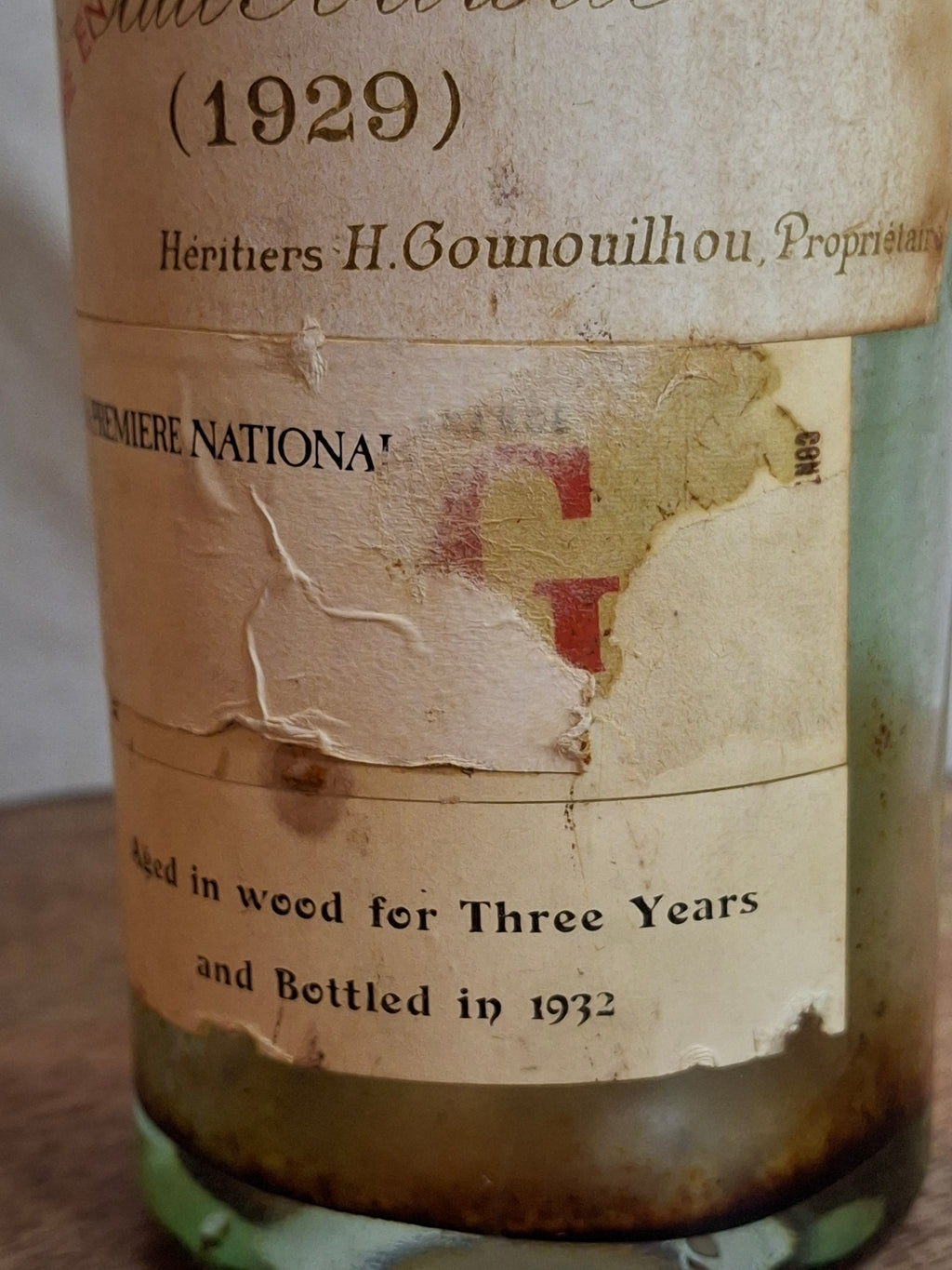 1929 Château Climens 1er Cru Haut-Barsac Empty Wine Bottle Barton Guestier Heublein Auction