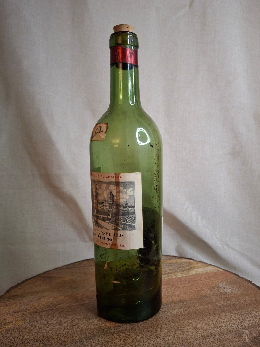 Vintage 1937 Chateau Cos d'Estournel Saint-Estephe Bordeaux Empty Wine Bottle