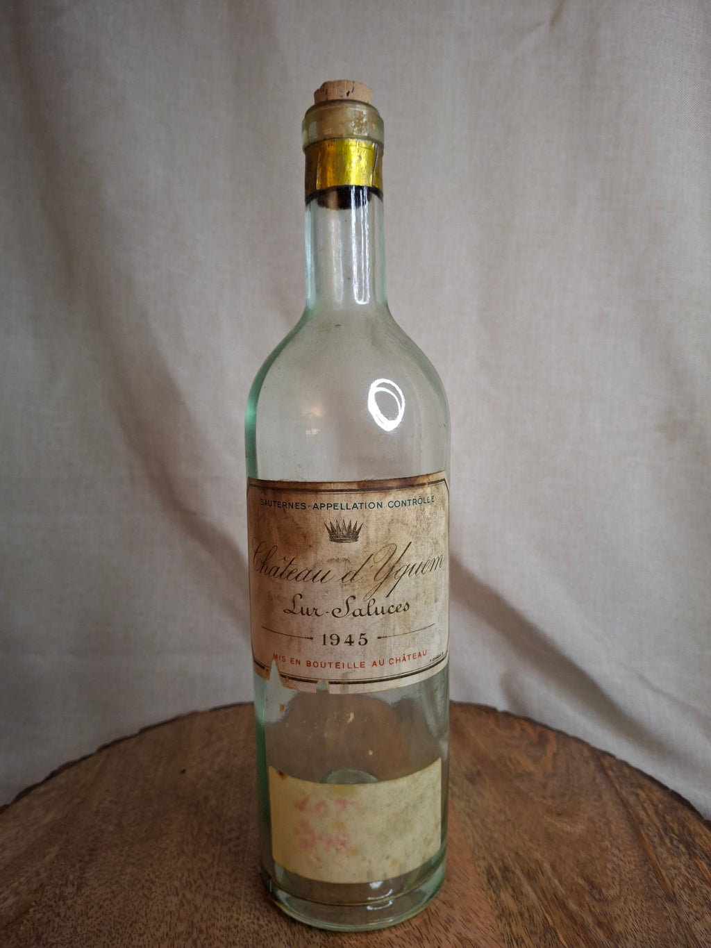 Vintage 1945 Chateau d'Yquem Lur-Saluces Sauternes Empty Wine Bottle Rare Display