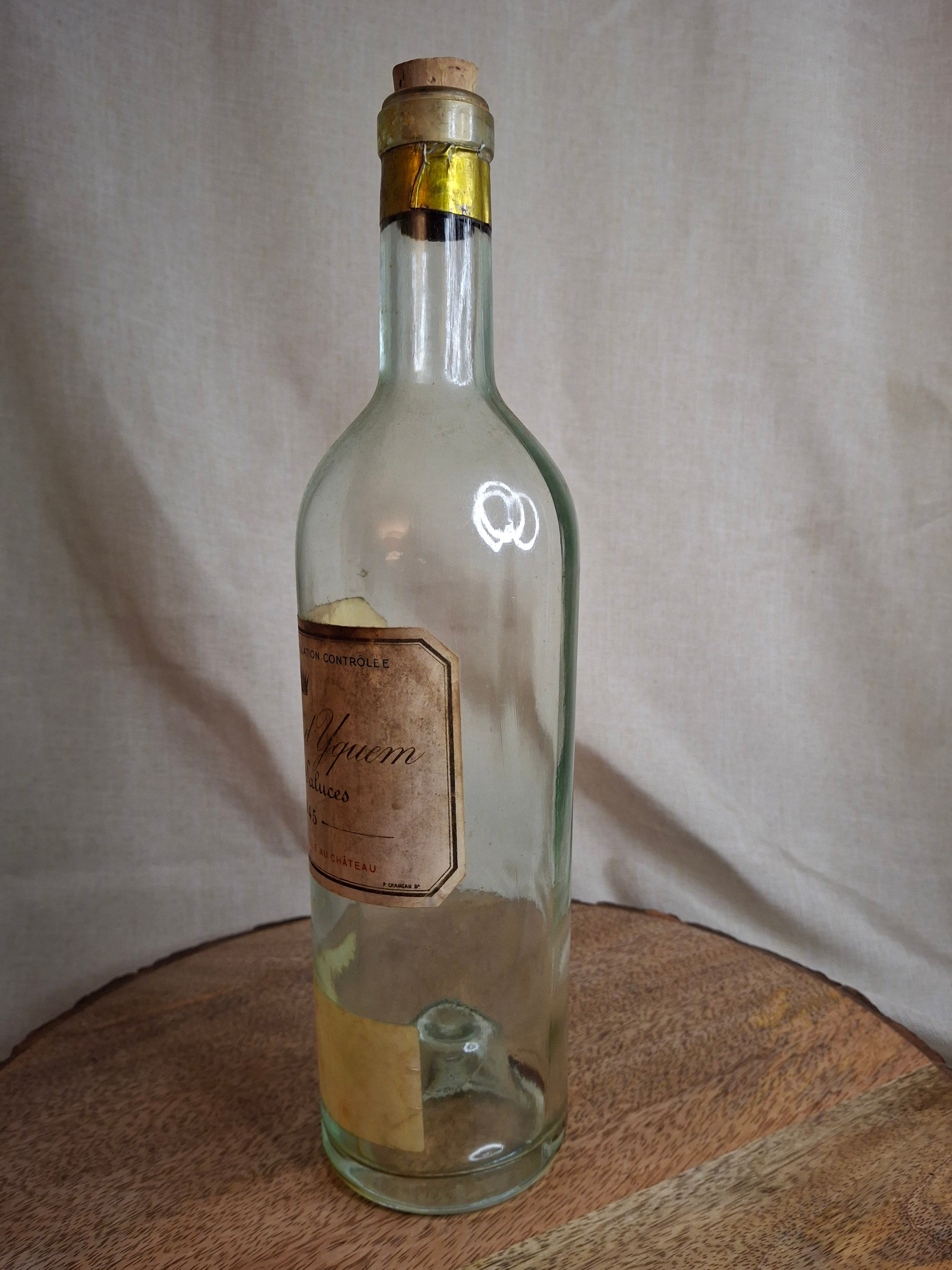 Vintage 1945 Chateau d'Yquem Lur-Saluces Sauternes Empty Wine Bottle Rare Display