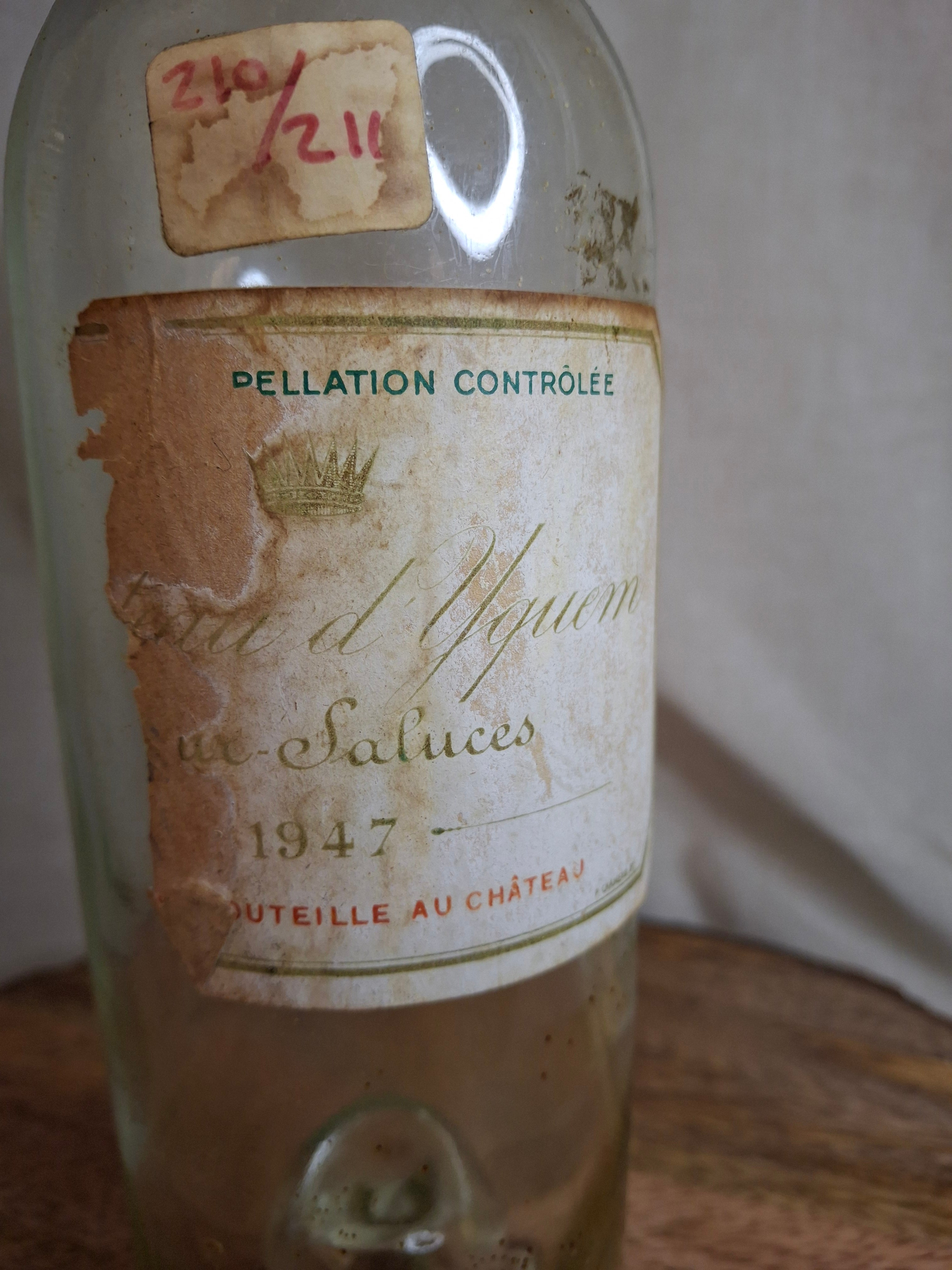 Vintage 1947 Chateau d'Yquem Empty Wine Bottle 750ml Sauternes Lur-Saluces France