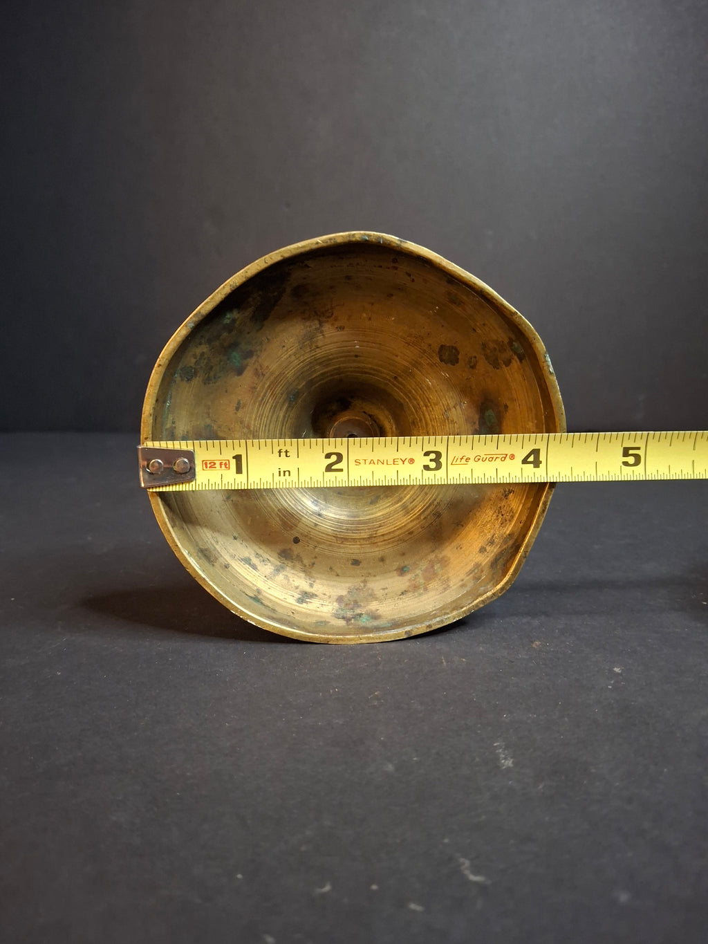 Antique c. 1850 Brass Whale Oil Standard Lamp, Single Wick Burner, 10.5"