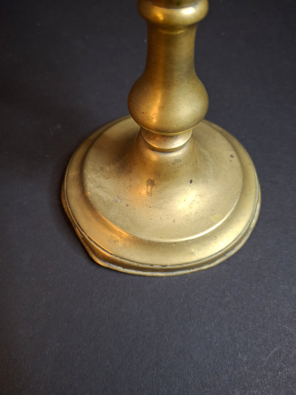 Antique c. 1850 Brass Whale Oil Standard Lamp, Single Wick Burner, 10.5"