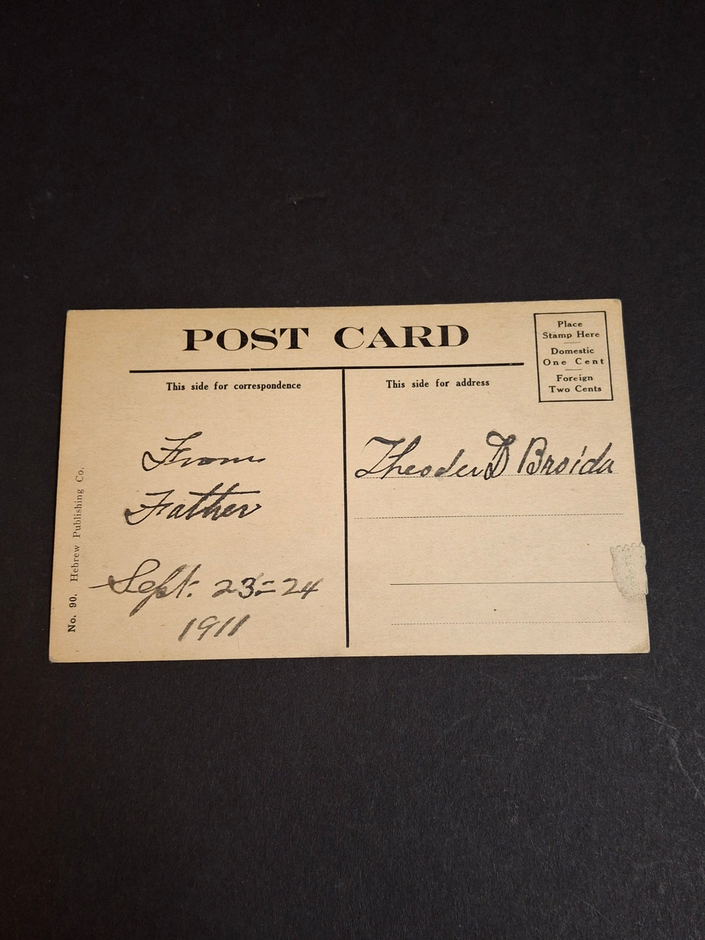 1911 Rosh Hashanah Postcard J Keller Polar Bear American Flag North Pole Yiddish Hebrew Publishing Co No 90
