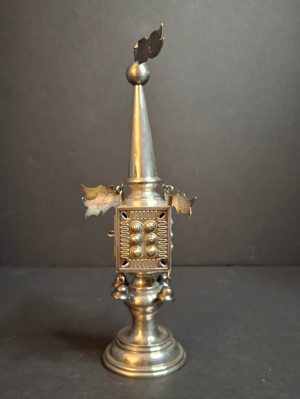 Vintage Israeli 925 Sterling Silver Havdalah Besamim Spice Tower & Bells 8.5" 141g