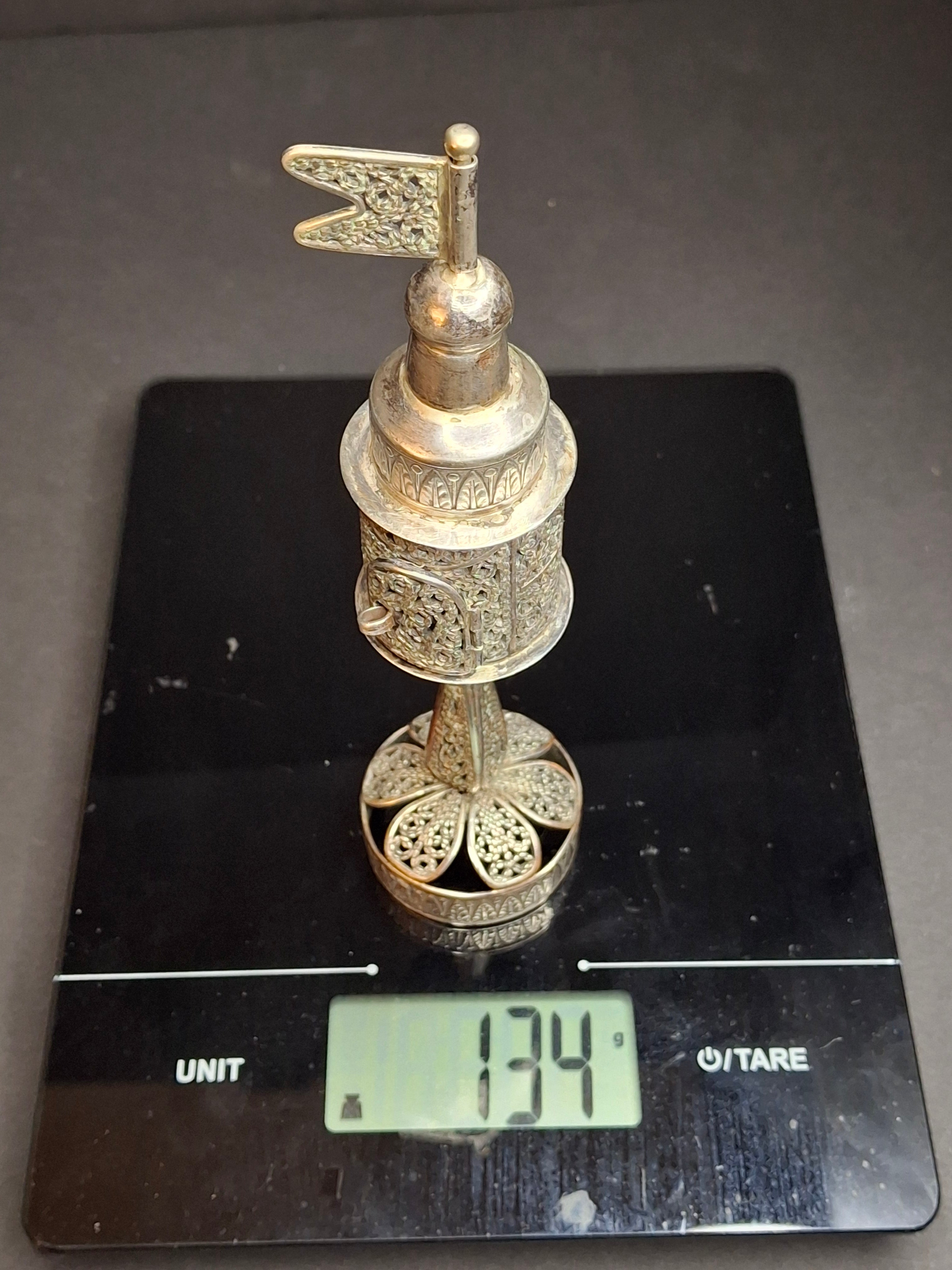 Antique Imperial Russian 84 Silver Besamim Spice Tower Fabergé KF Judaica 134g