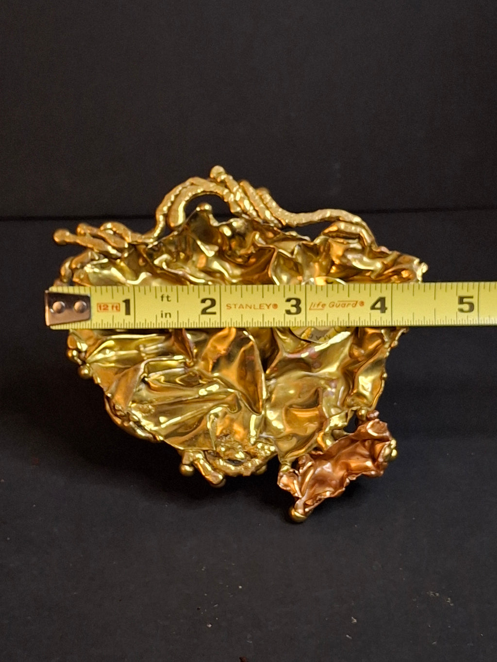 Vintage 1970s Copa Collection Brazil Brutalist Hebrew Chai Brass & Amethyst Judaica Sculpture