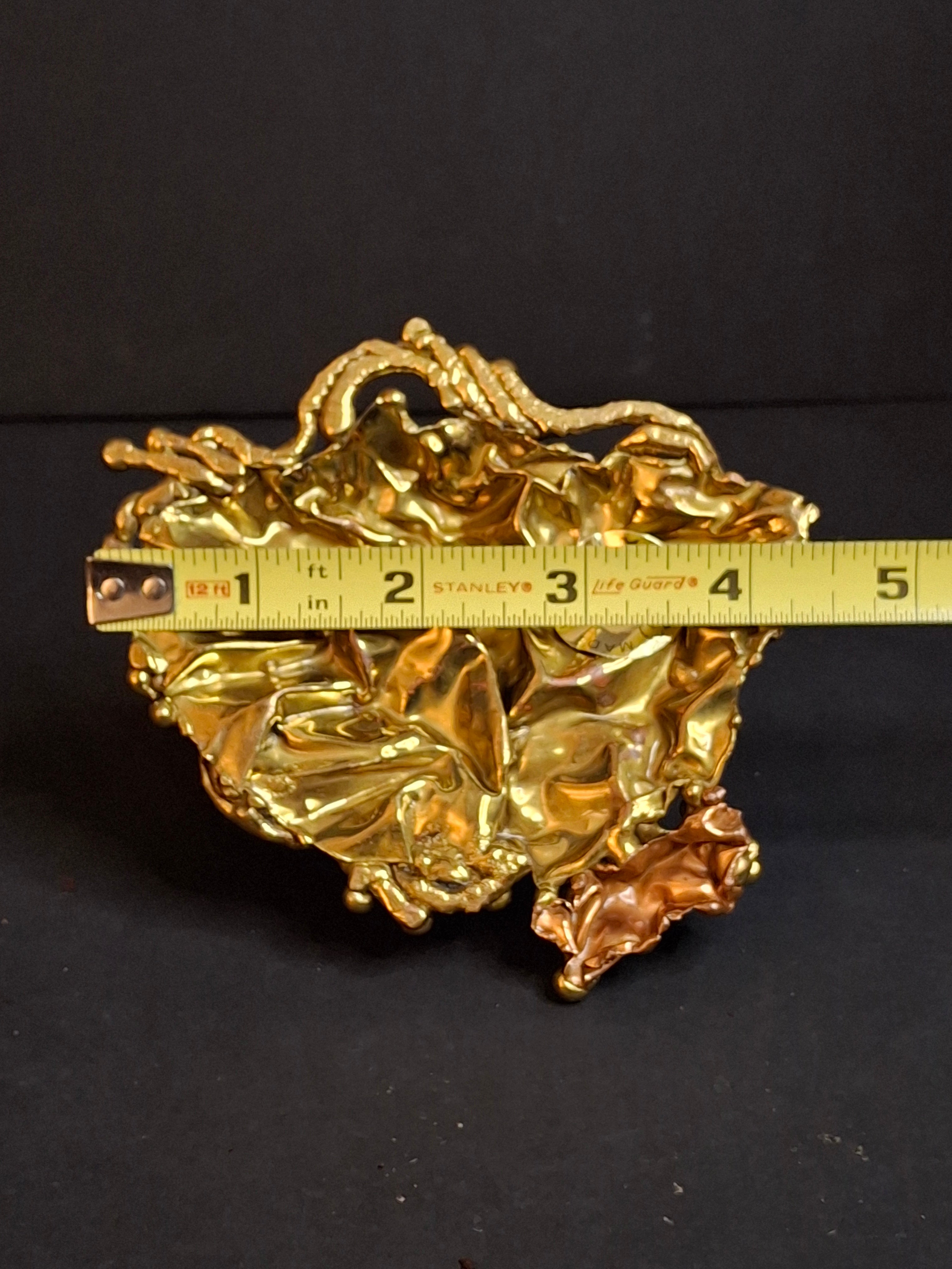 Vintage 1970s Copa Collection Brazil Brutalist Hebrew Chai Brass & Amethyst Judaica Sculpture