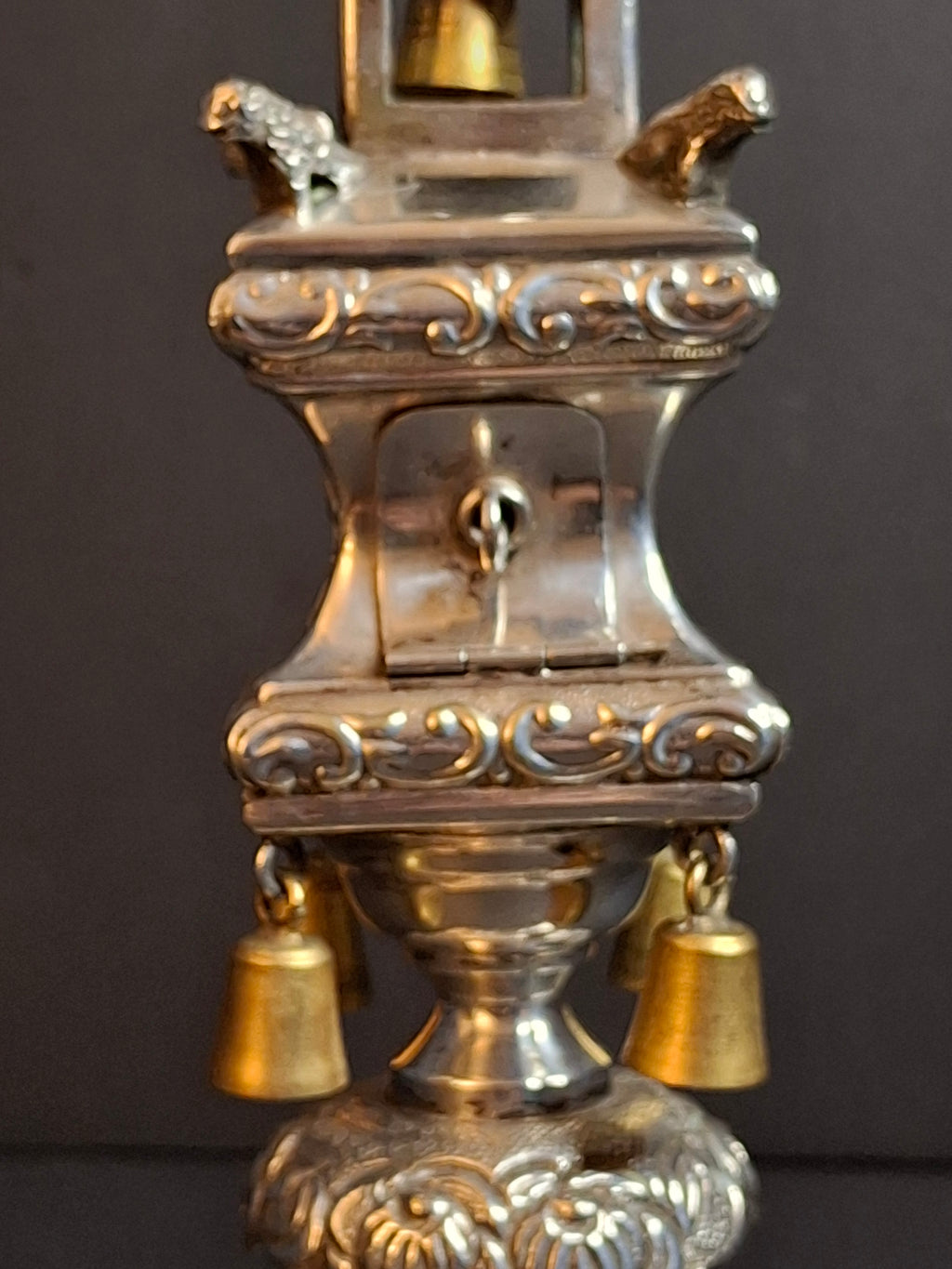 Vintage Dugma Israel Silver Plated Havdalah Spice Tower Besamim Box Bells 11"