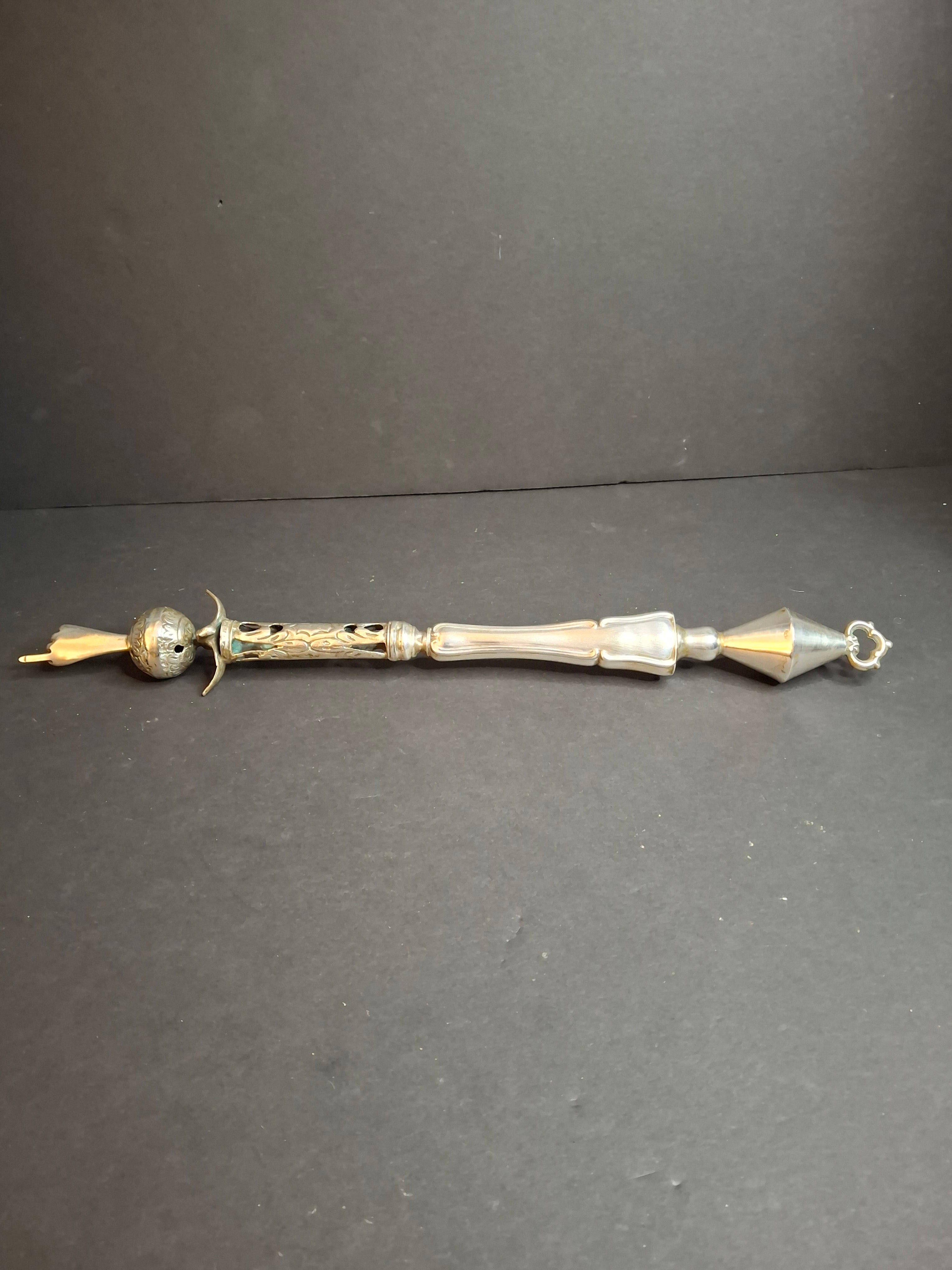 Large Antique and Vintage Russian 84 Silver Torah Pointer Yad 13.75" Composite 121g