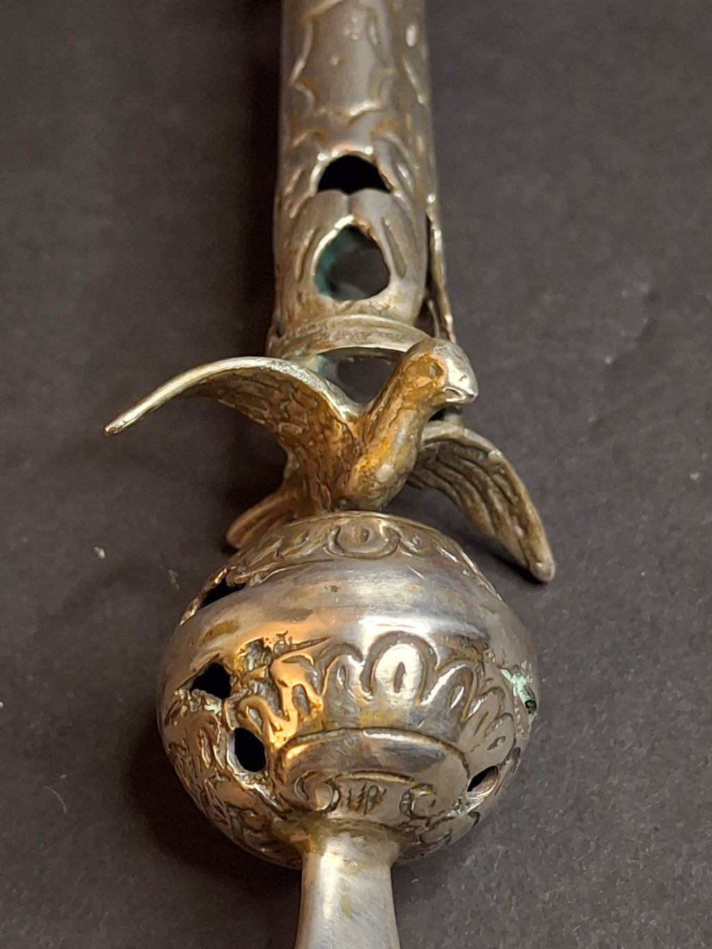 Large Antique and Vintage Russian 84 Silver Torah Pointer Yad 13.75" Composite 121g
