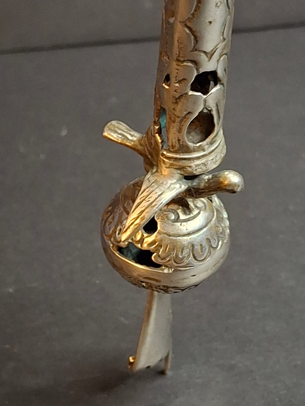 Large Antique and Vintage Russian 84 Silver Torah Pointer Yad 13.75" Composite 121g