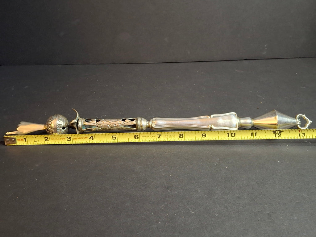 Large Antique and Vintage Russian 84 Silver Torah Pointer Yad 13.75" Composite 121g