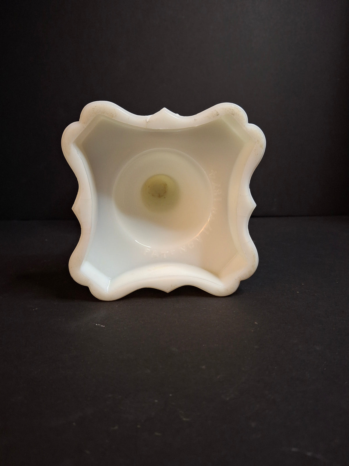 Antique Victorian Milk Glass & Clear Glass Font Oil Stand Lamp Patented 1874