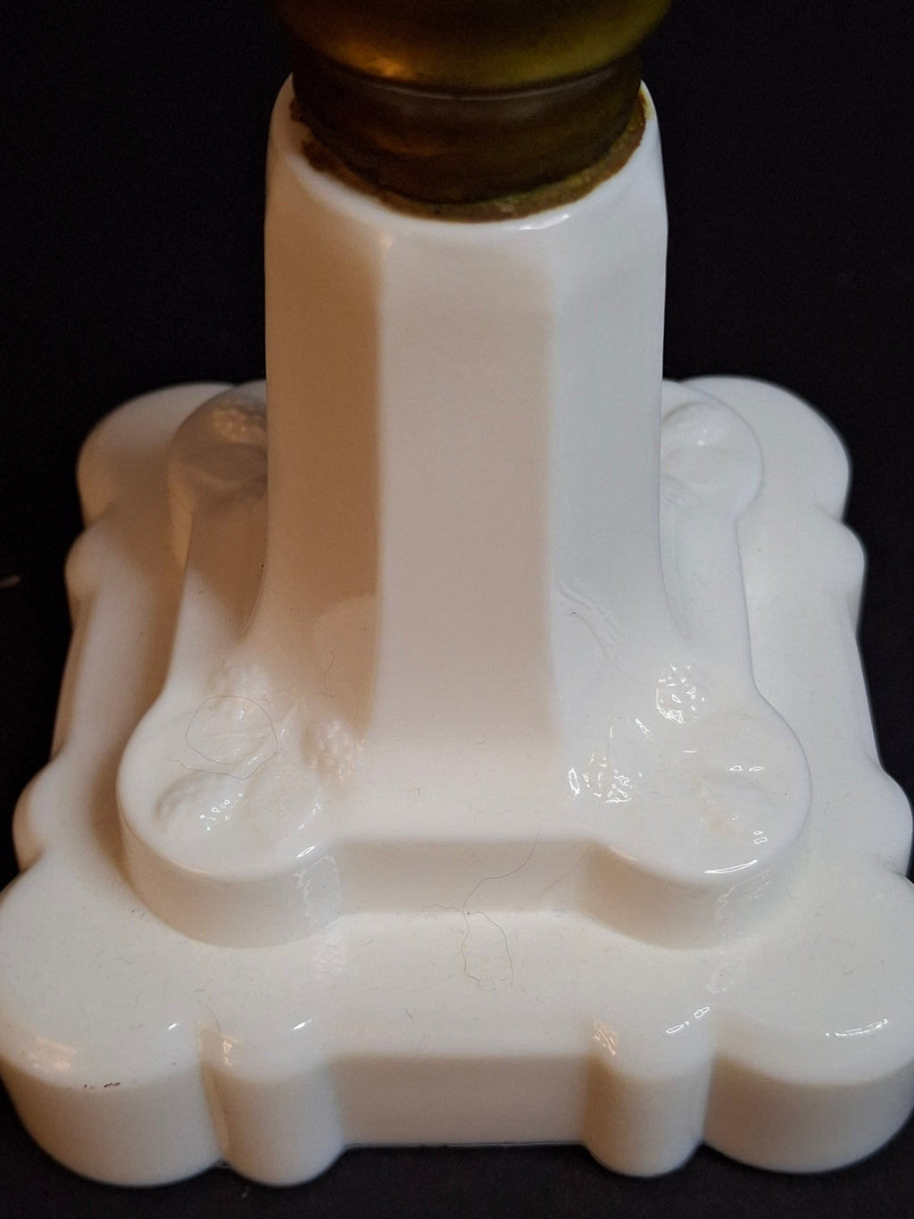 Antique Victorian Blackberry Milk Glass Base Diamond Font Oil Lamp 1868 Burner