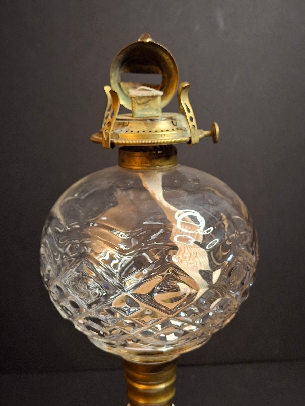 Antique Victorian Blackberry Milk Glass Base Diamond Font Oil Lamp 1868 Burner