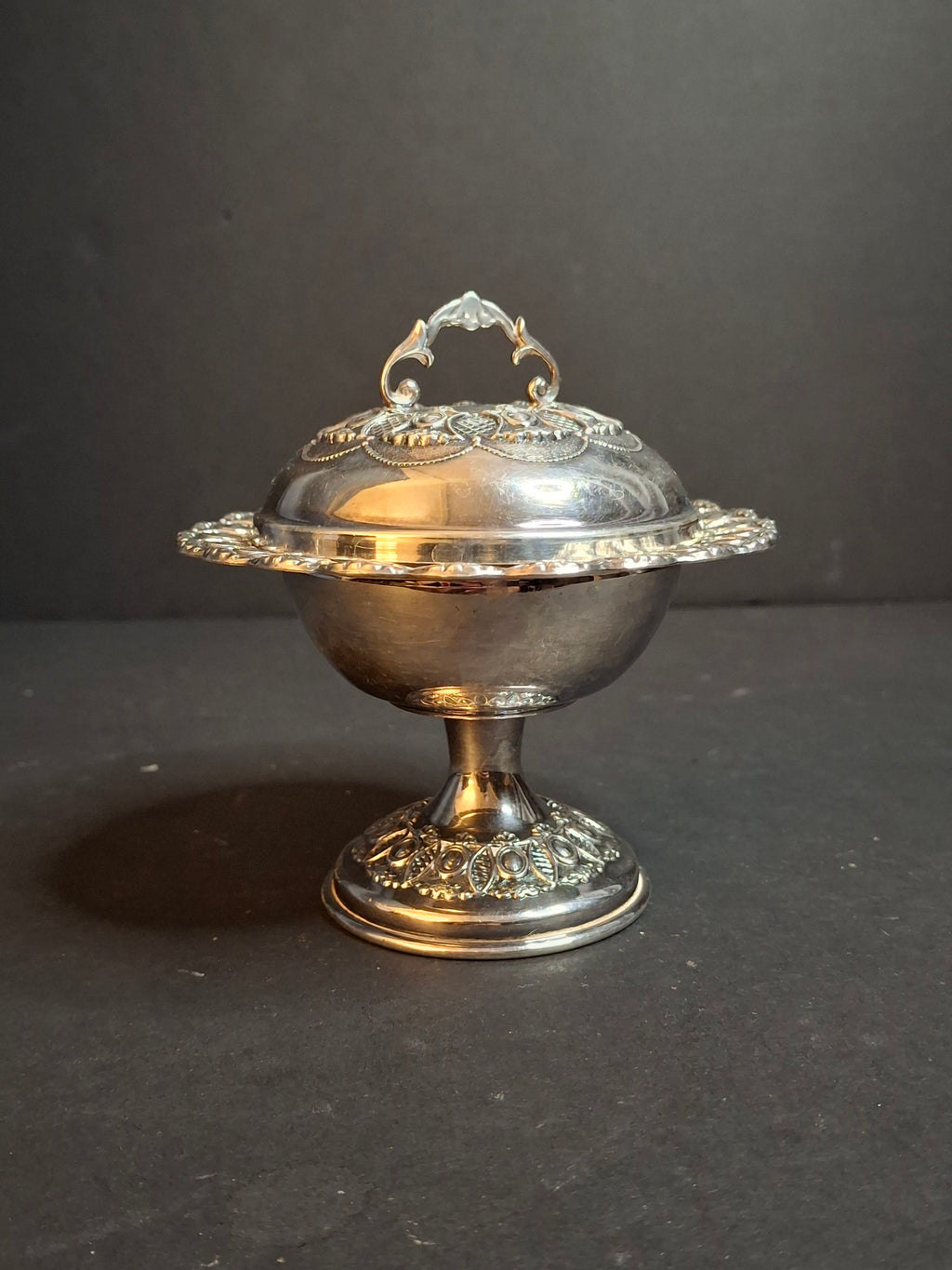 Vintage Israeli Sterling Silver Rosh Hashanah Honey Dish Pedestal Bowl Lid Masorett 925 Judaica