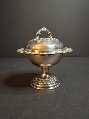 Vintage Israeli Sterling Silver Rosh Hashanah Honey Dish Pedestal Bowl Lid Masorett 925 Judaica