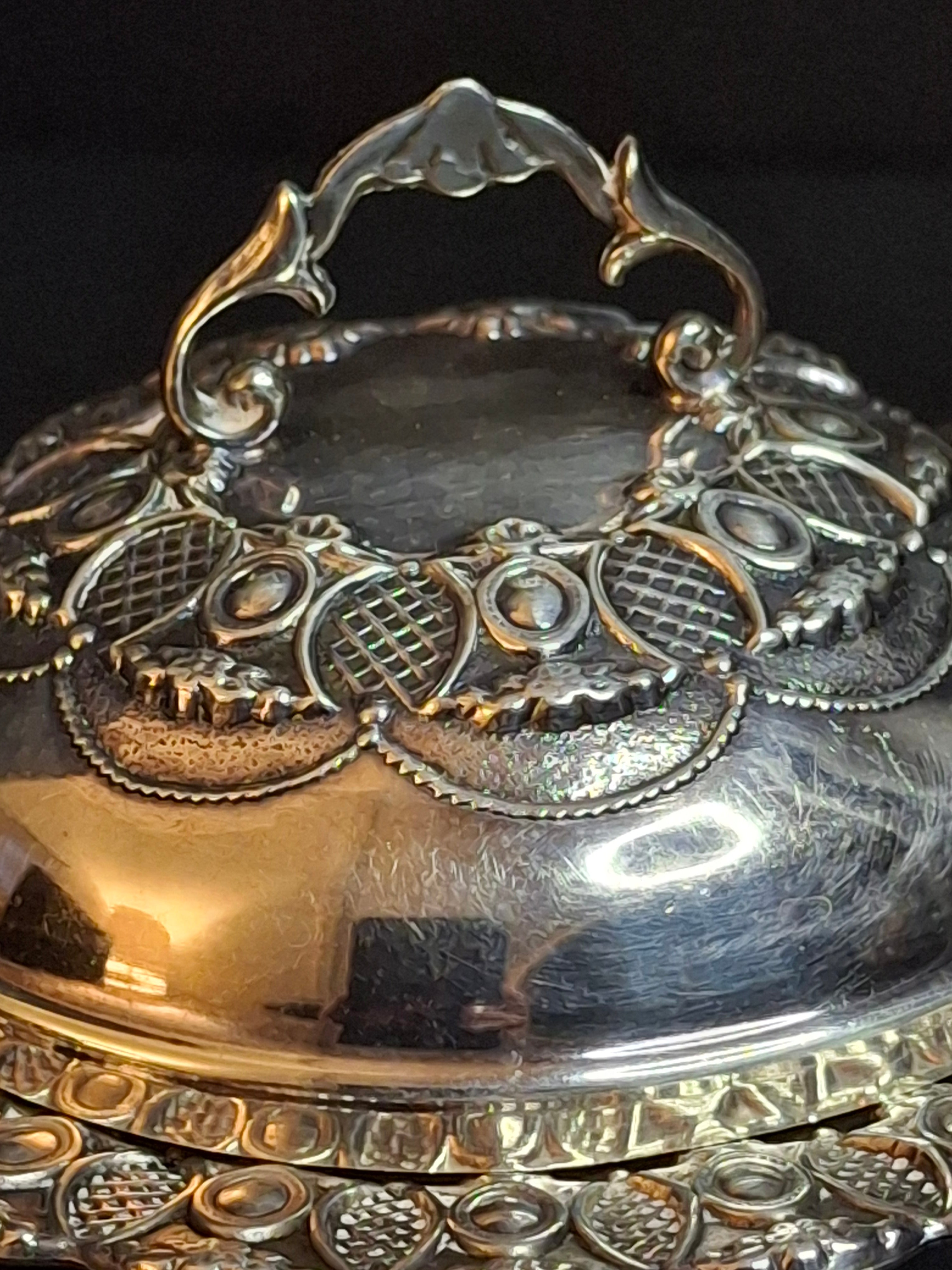 Vintage Israeli Sterling Silver Rosh Hashanah Honey Dish Pedestal Bowl Lid Masorett 925 Judaica